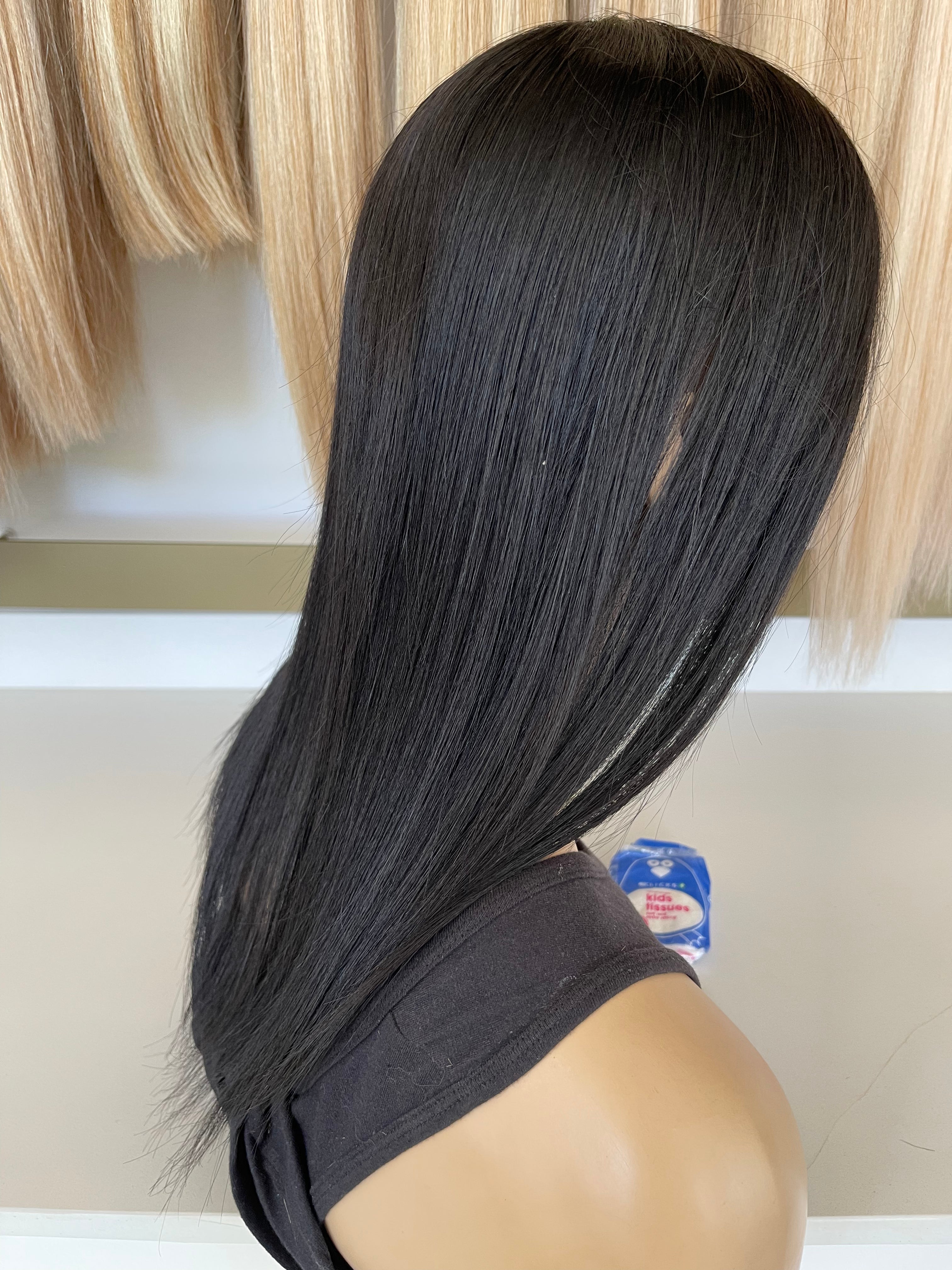Crown Topper Clip-In - Jet Black (#1) - HD Silk