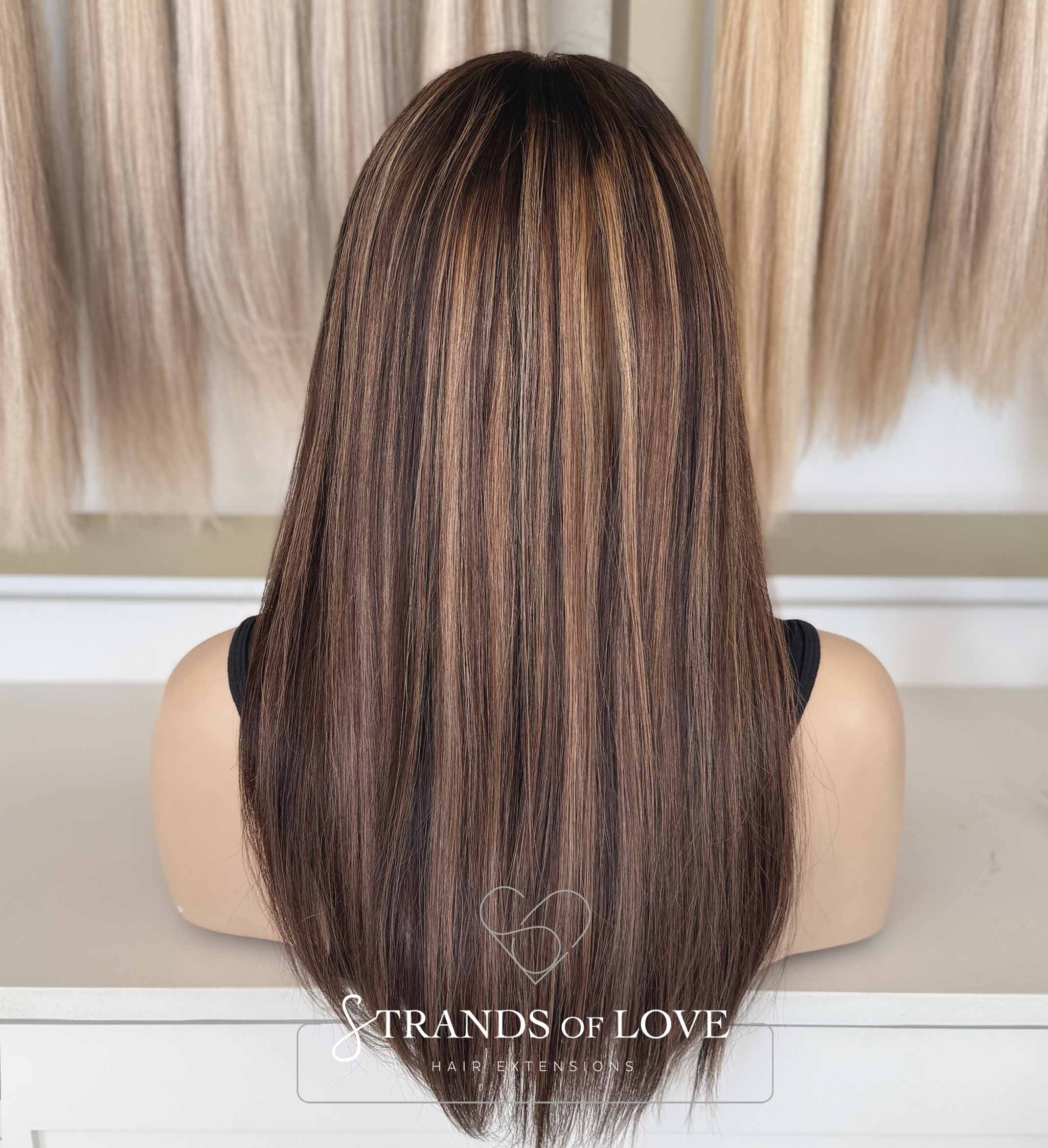 ASHLEY - Full Wig - Choc Cinnamon Highlight (#2/10) - SKIN top with lace front