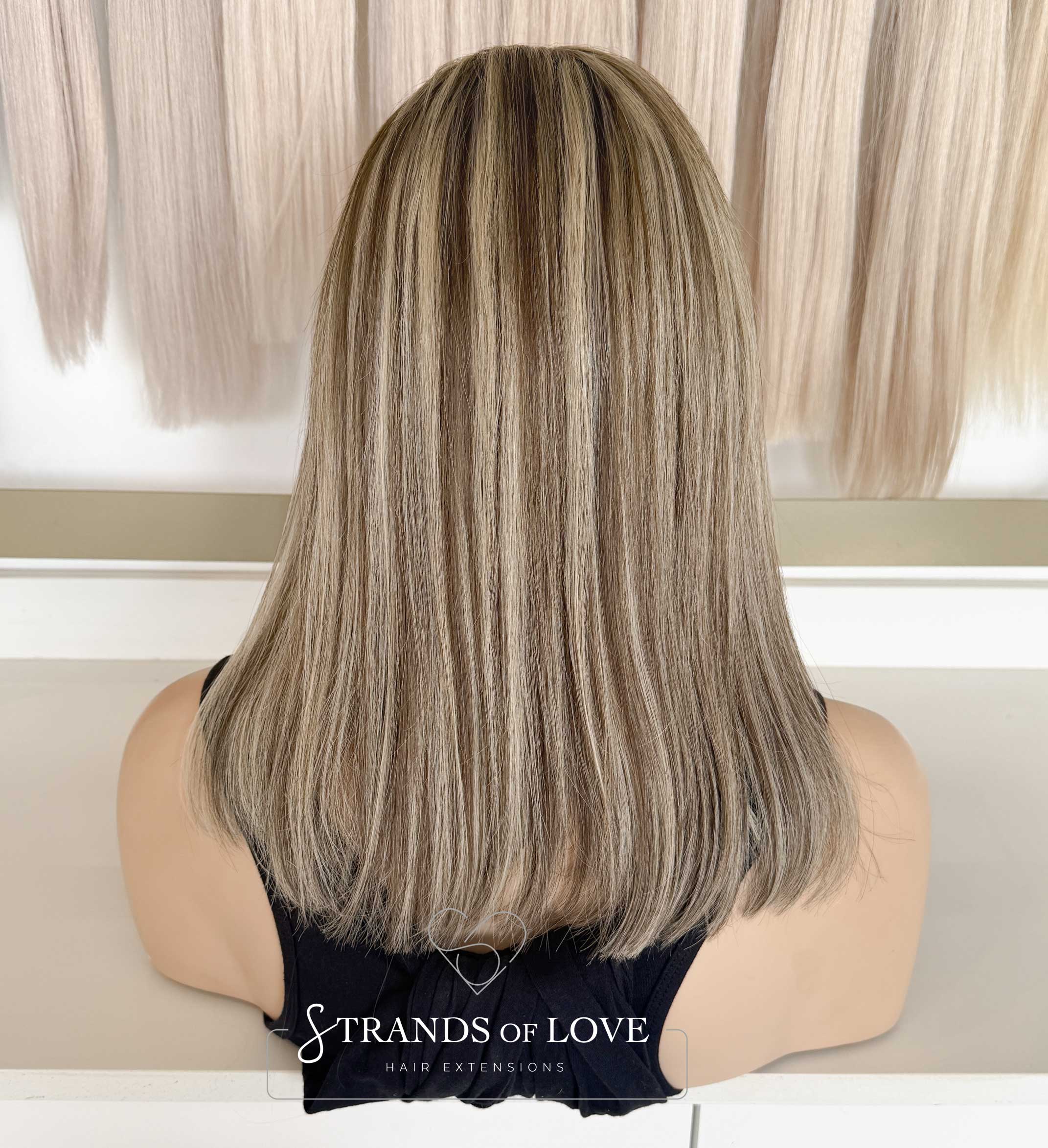 AVA - Full Wig - Natural #7 brown with Silver blonde highlights - Lace Front