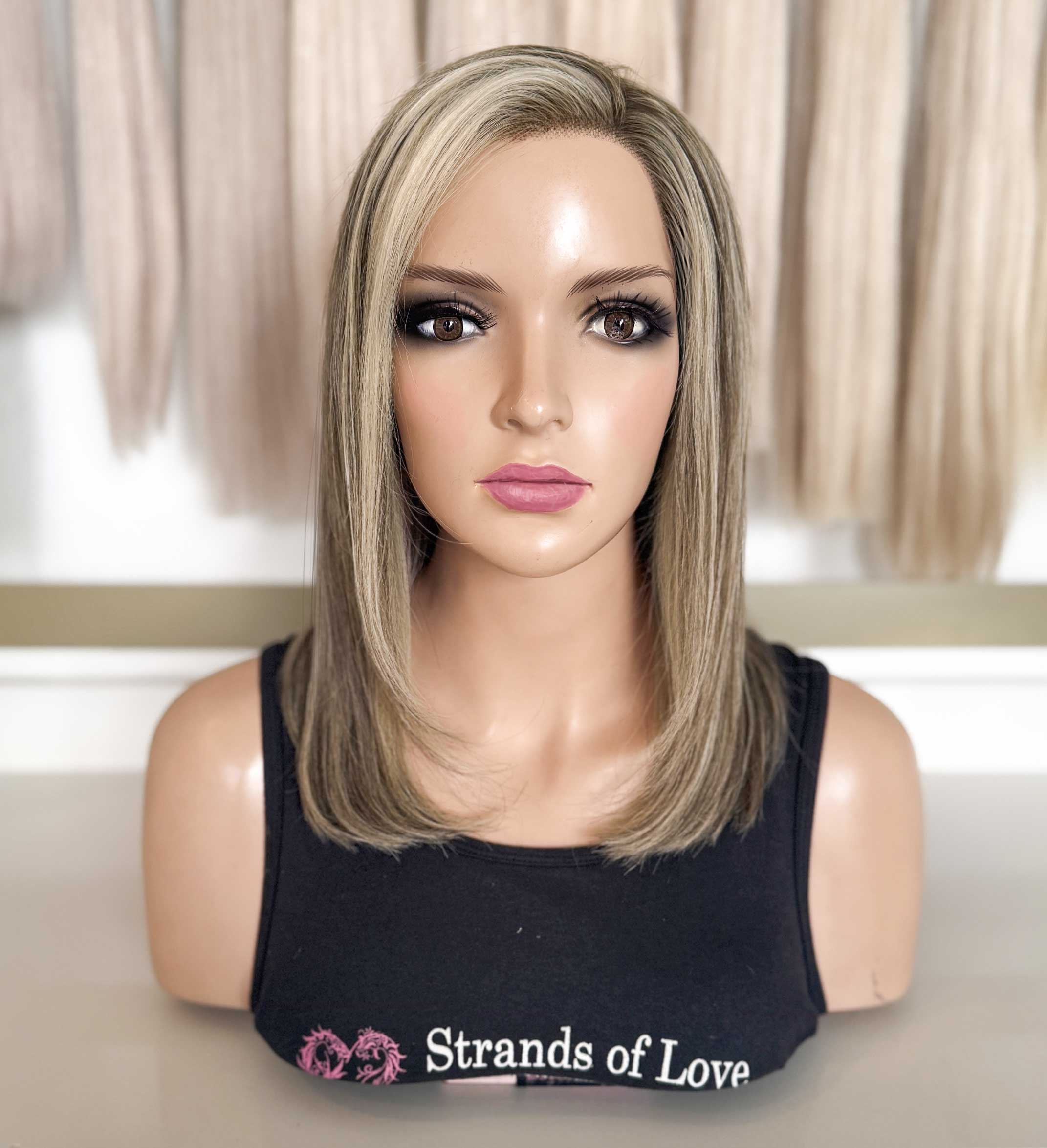 AVA - Full Wig - Natural #7 brown with Silver blonde highlights - Lace Front