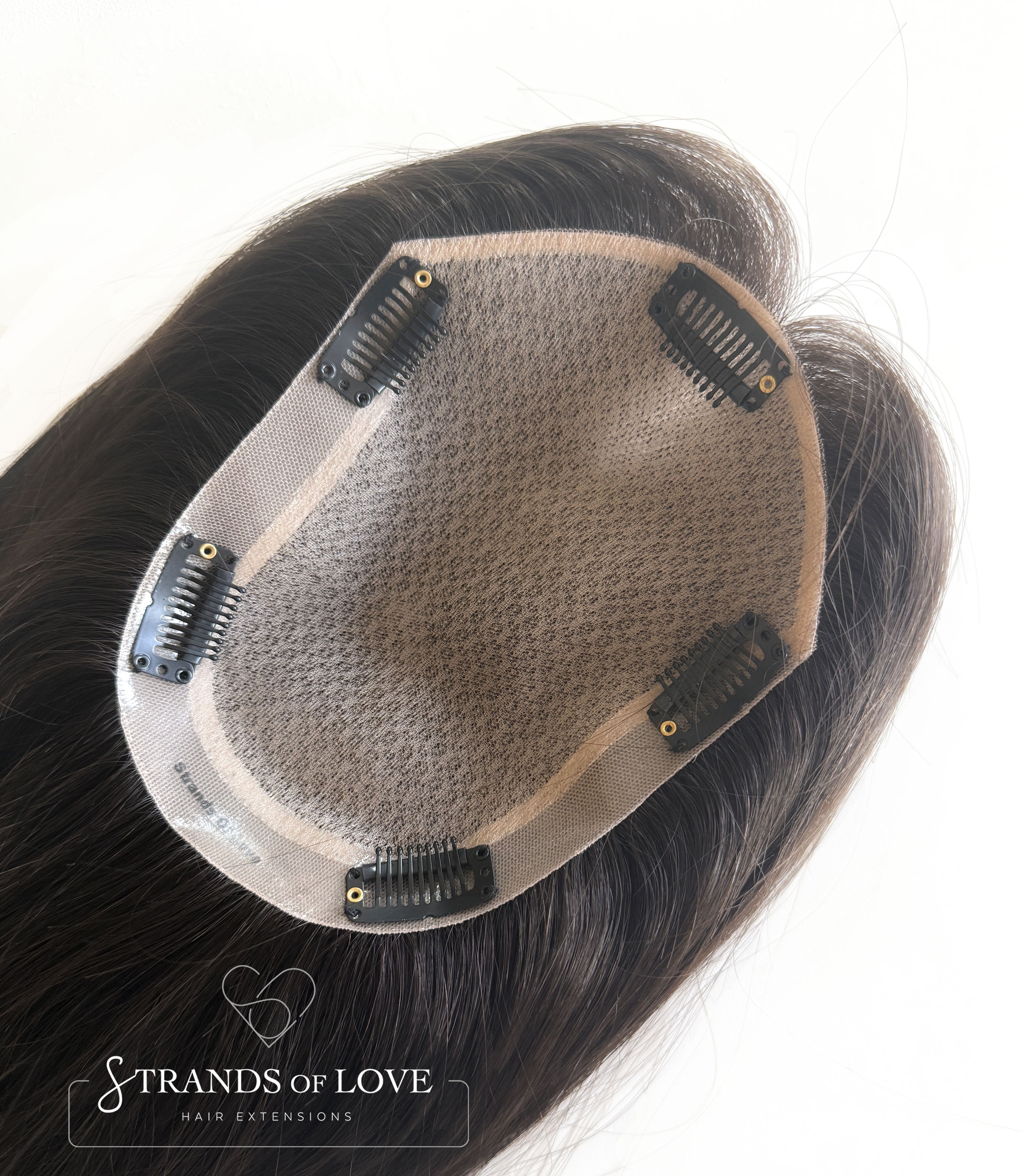Crown Topper Clip-In - Darkest Brown (#1B/ash) - Skin - L
