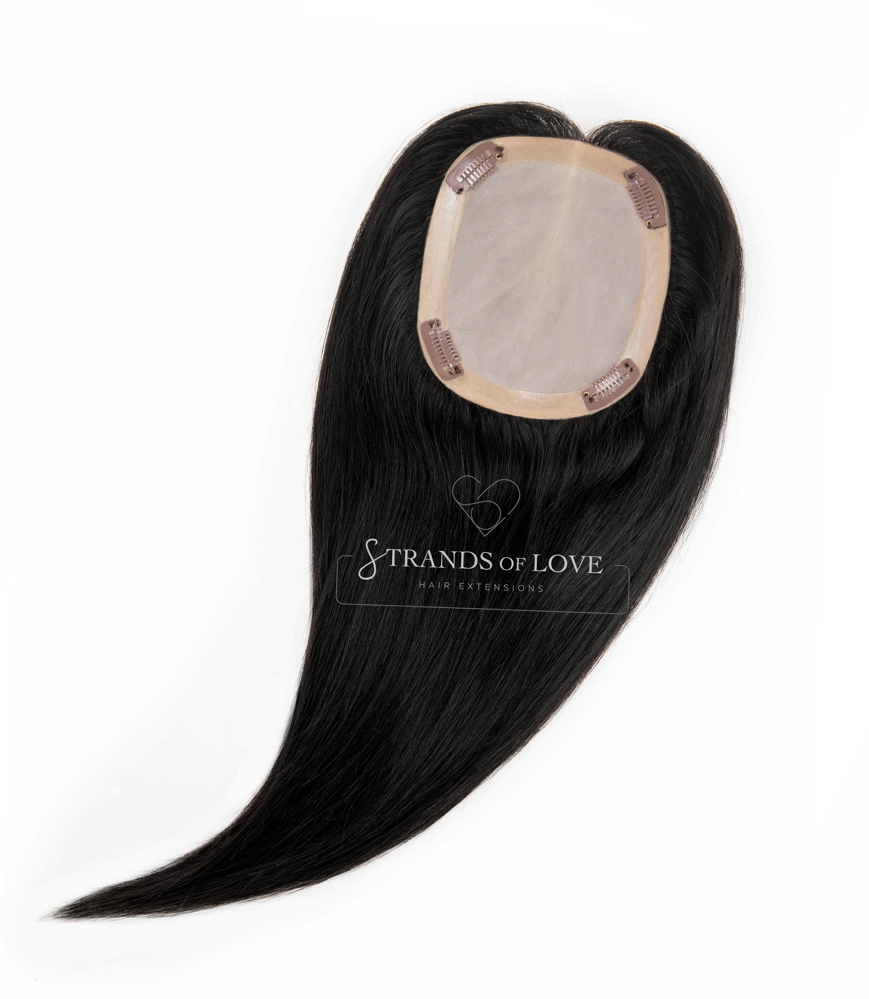 Crown Topper Clip-In - Jet Black (#1) - HD Silk