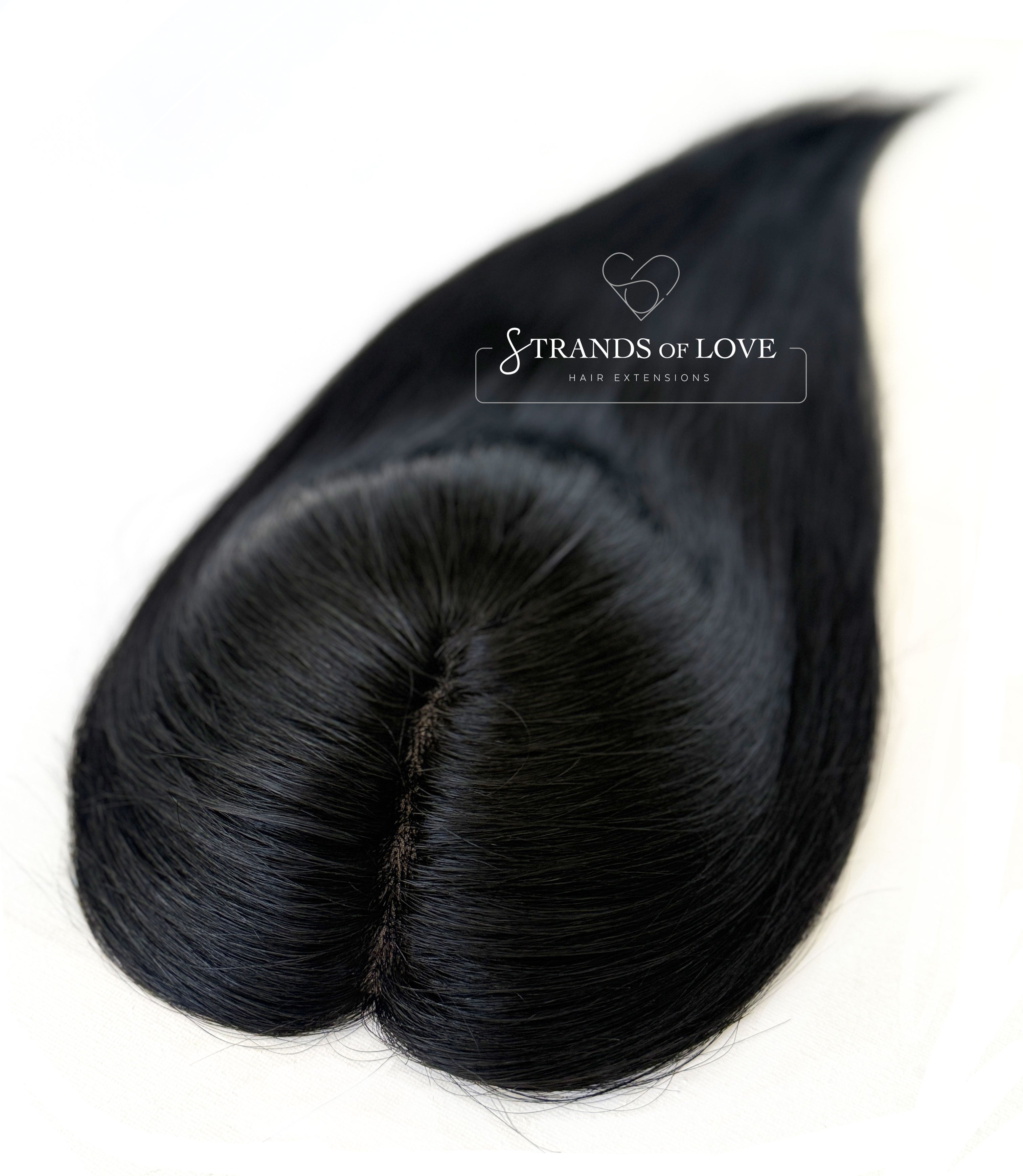Crown Topper Clip-In - Jet Black (#1) - HD Silk