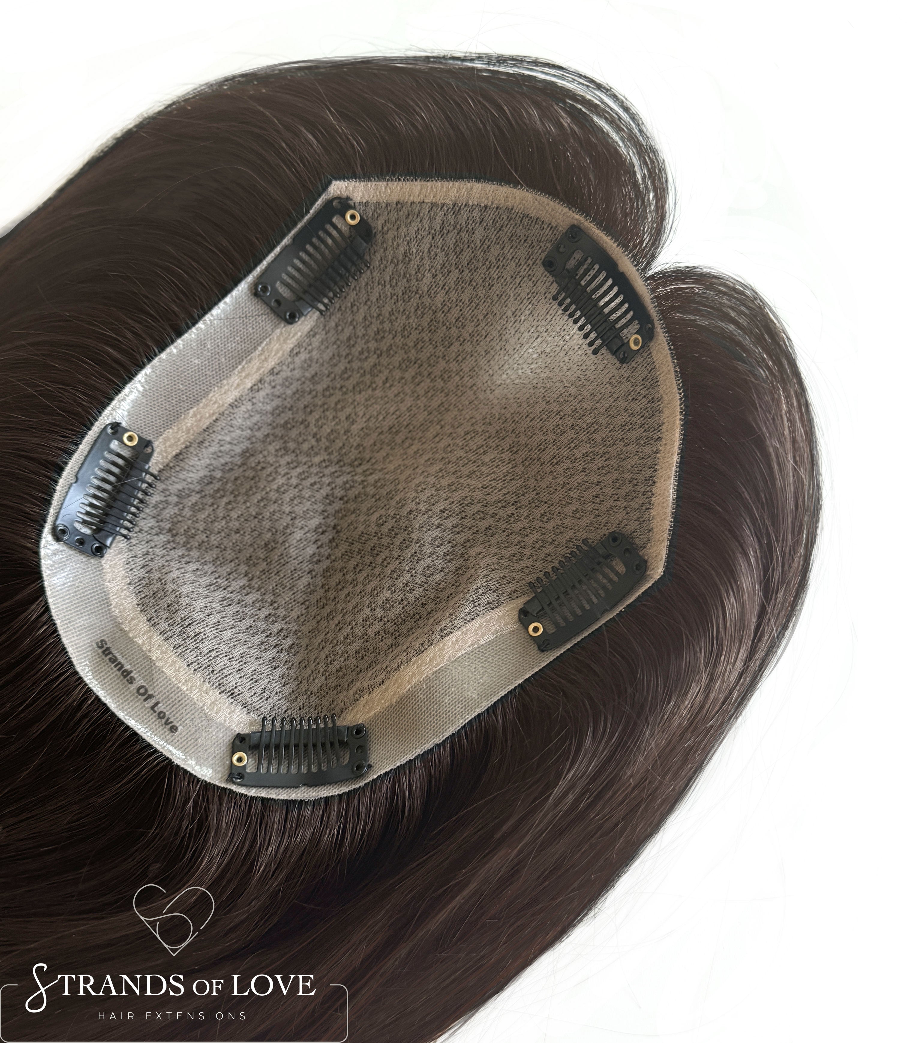 Crown Topper Clip-In - Ash Chocolate Brown (#2-Ash) - Skin - L