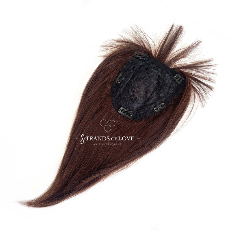 Crown Topper Clip-In - Fringe- Chocolate Brown(#2) - Lace