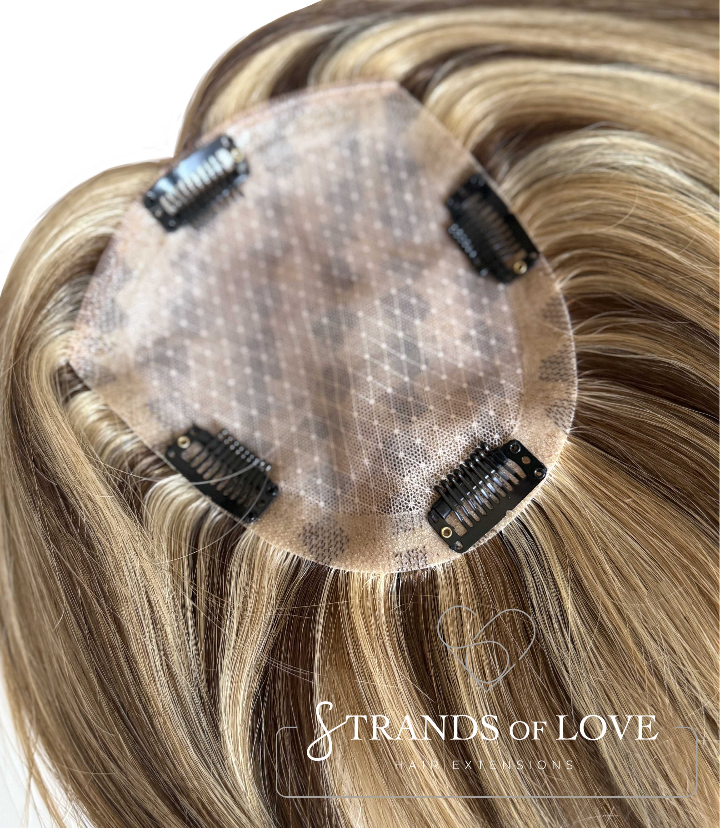 Crown Topper Clip-In -Coffee Highlight - (#2/8/20) -Skin