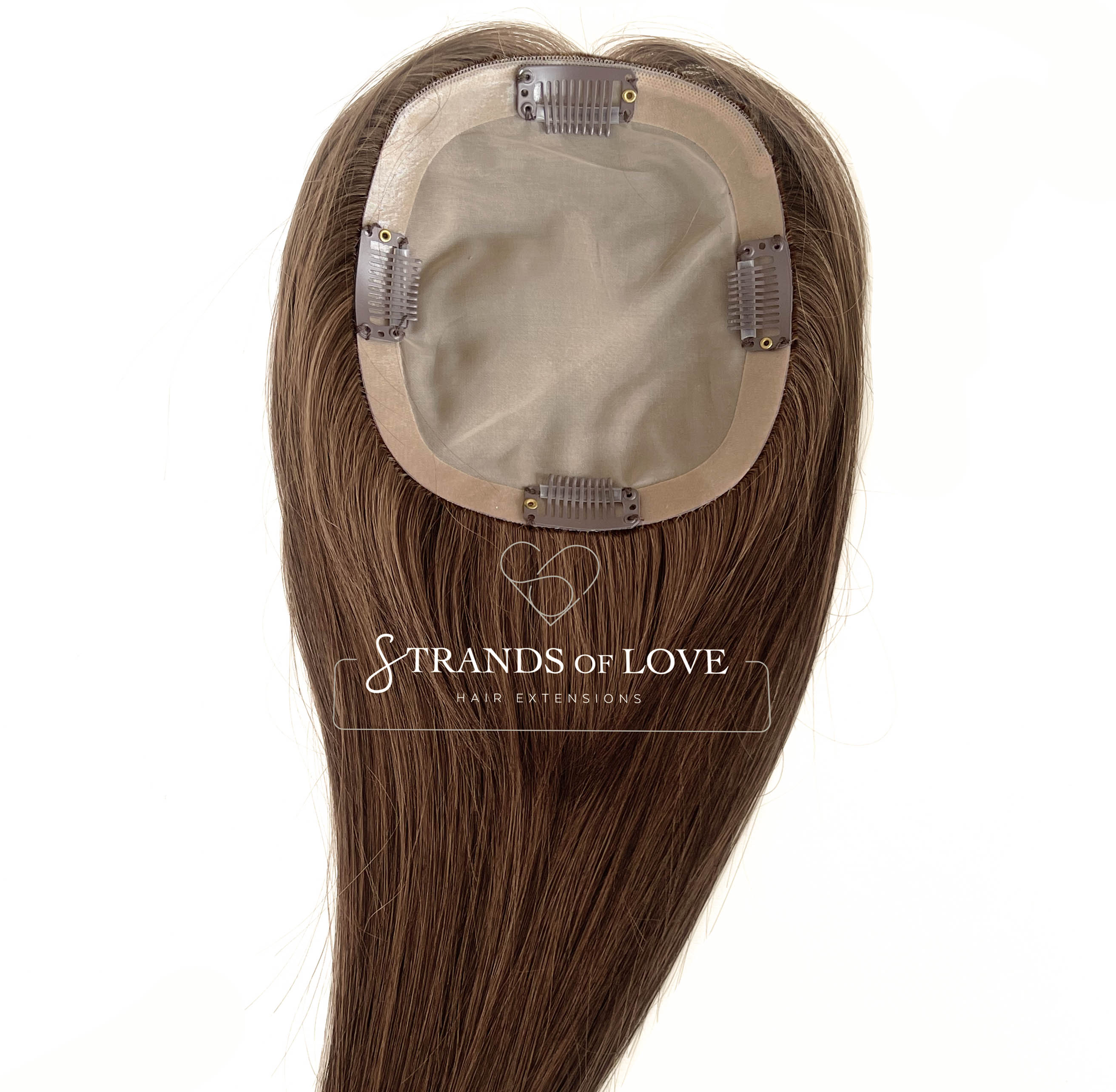 Crown Topper Clip-In - Natural Warm Brown (#4) - HD Silk