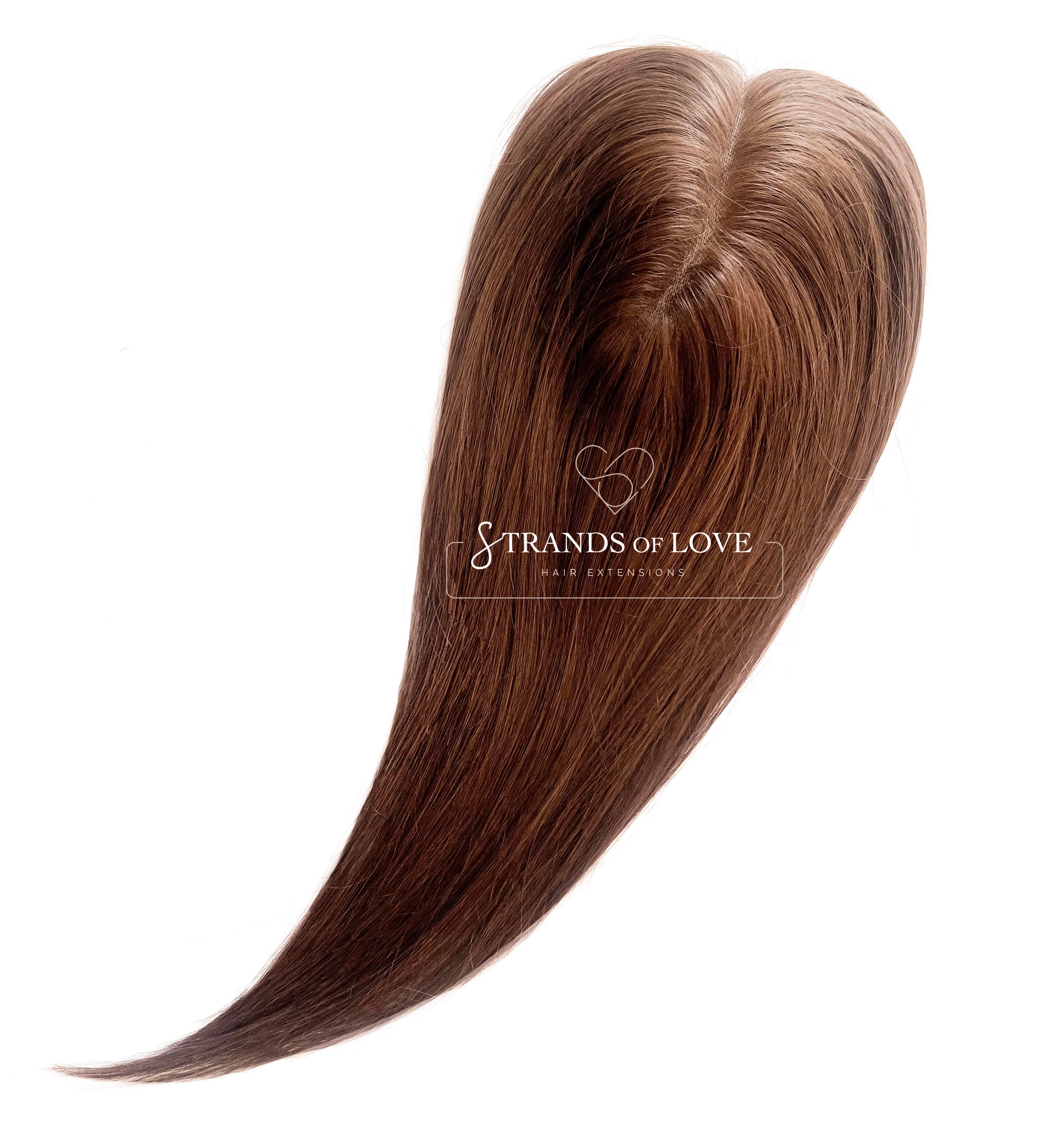Crown Topper Clip-In - Natural Warm Brown (#4) - HD Silk