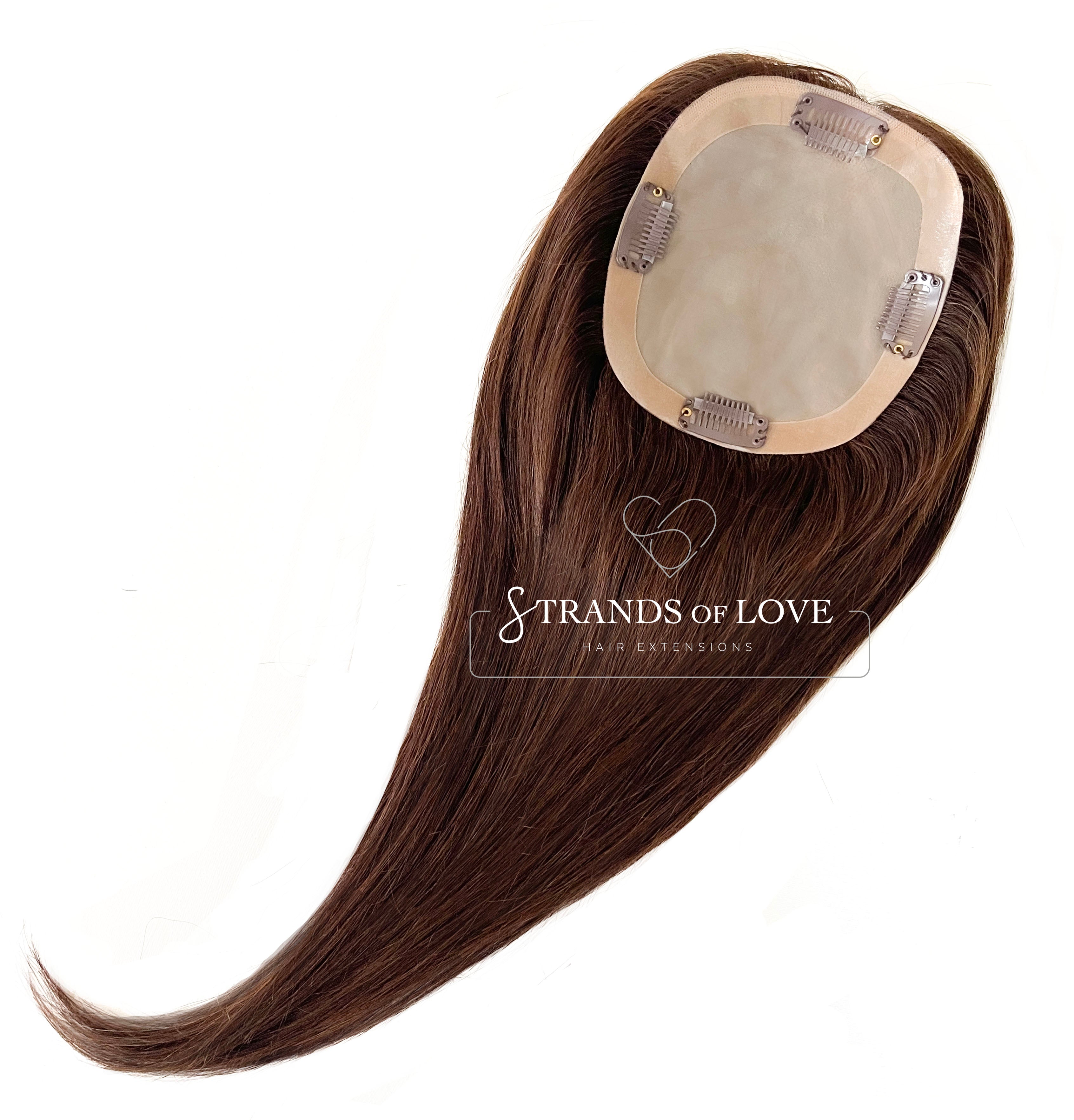 Crown Topper Clip-In - Chocolate Brown (#2) - HD Silk