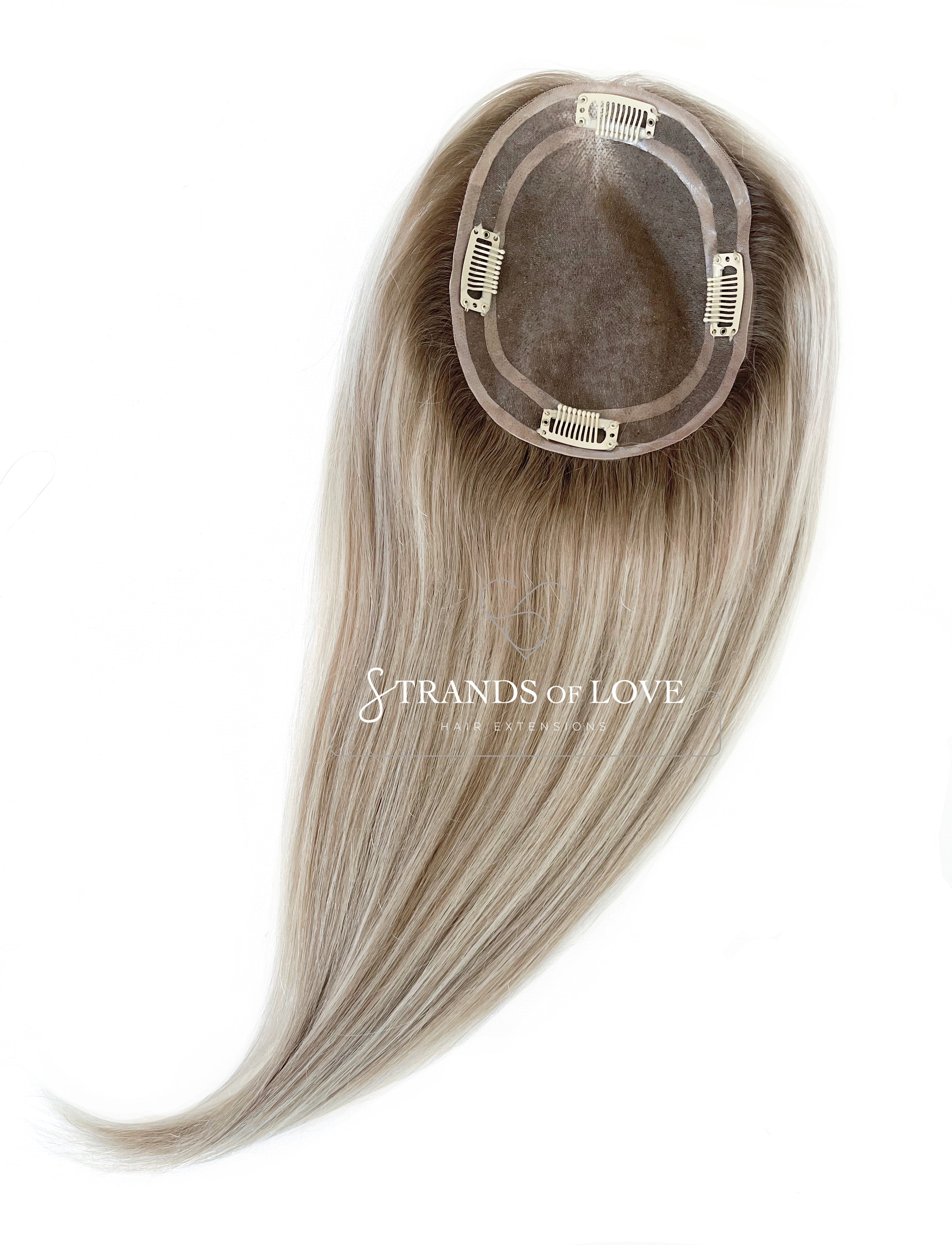 Crown Topper Clip-In - 7-Ice Root - Mono Skin
