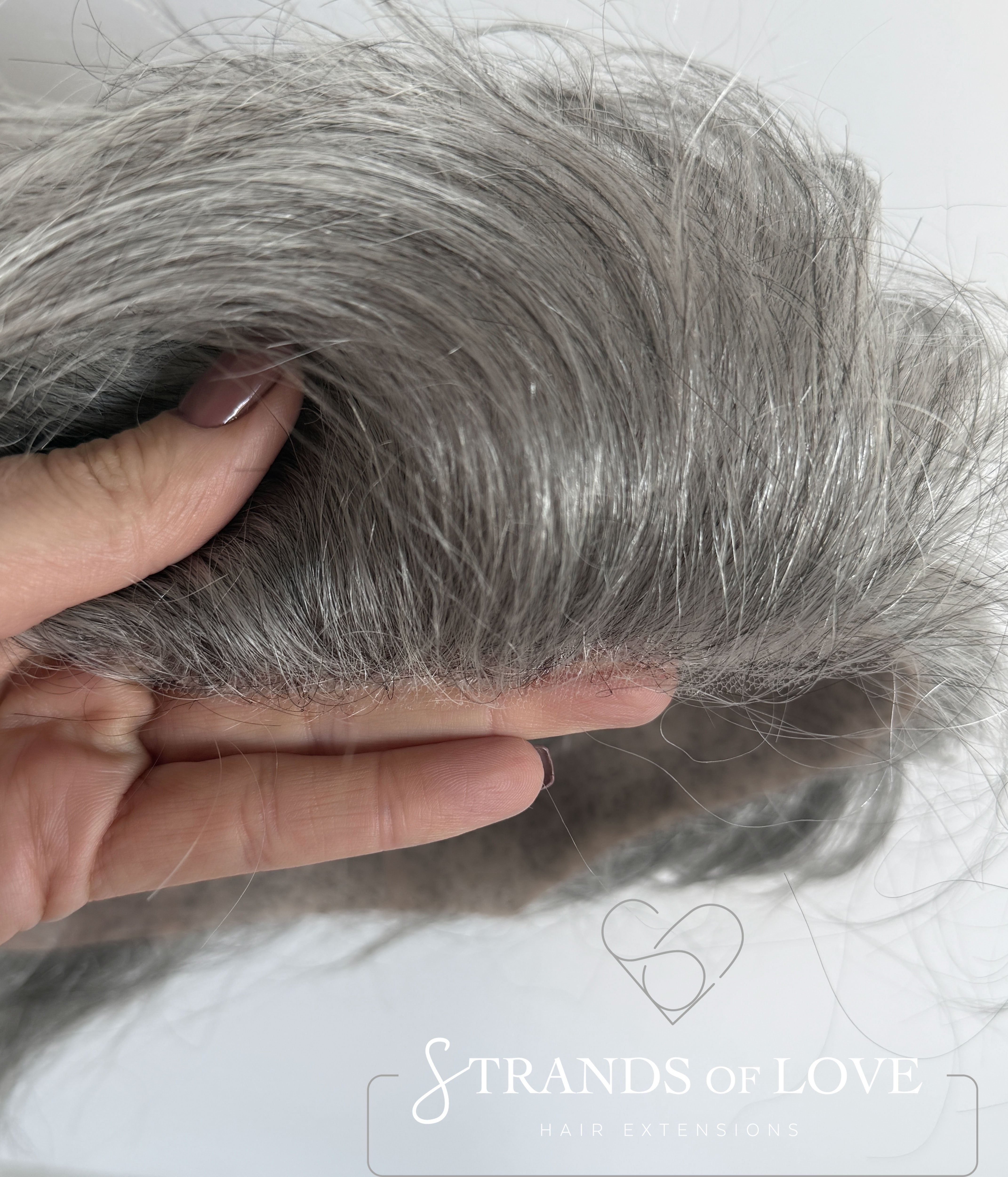 Men's Non-Surgical Hair System 012 - Darkest brown (#1B) with 80% grey - Mono base