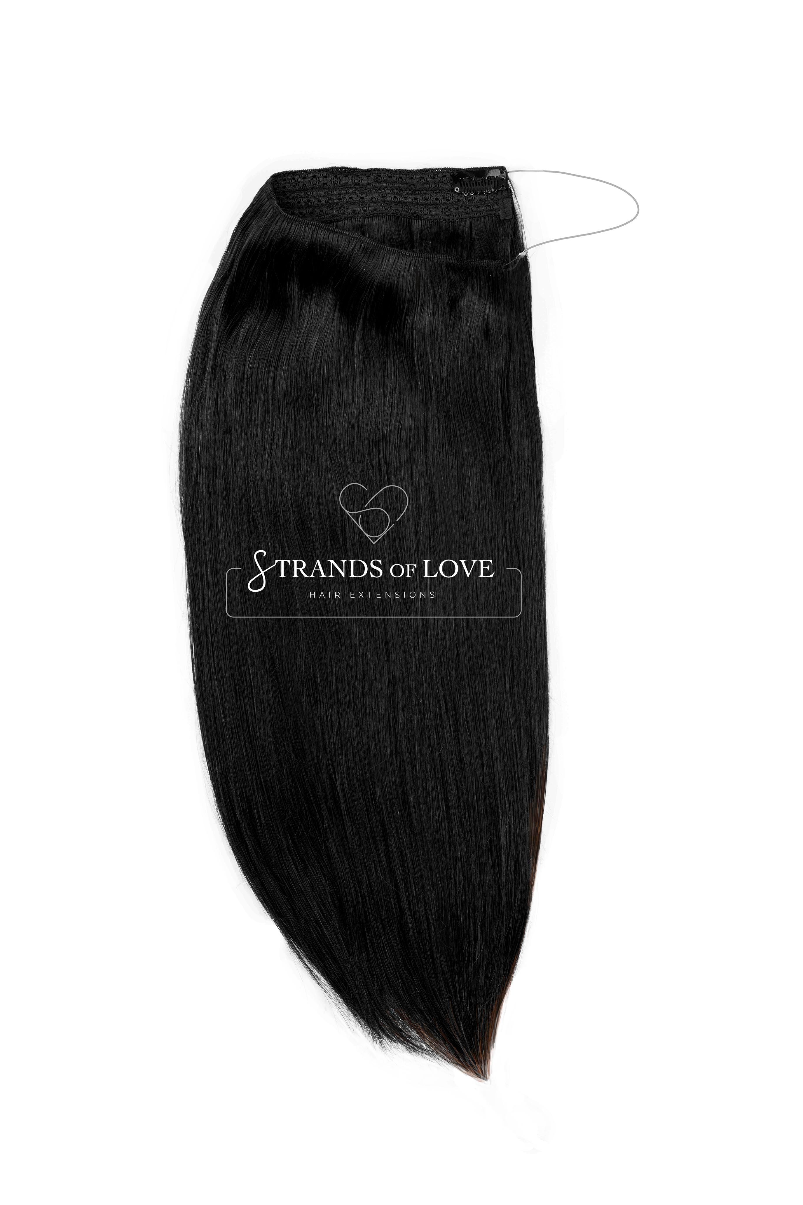 20 Inch / 50 cm Halo Hair Piece -Jet Black (#1)