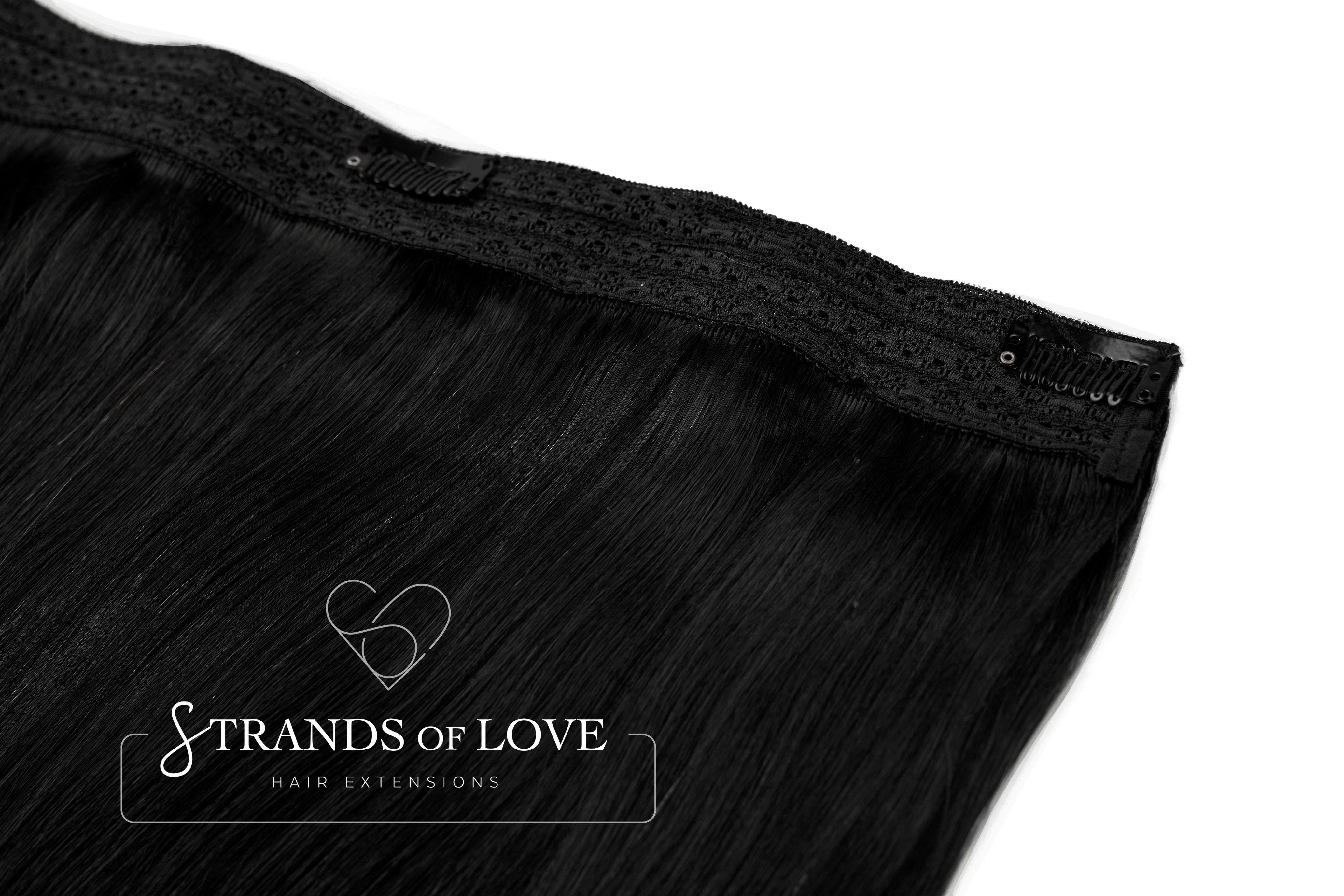 20 Inch / 50 cm Halo Hair Piece -Jet Black (#1)