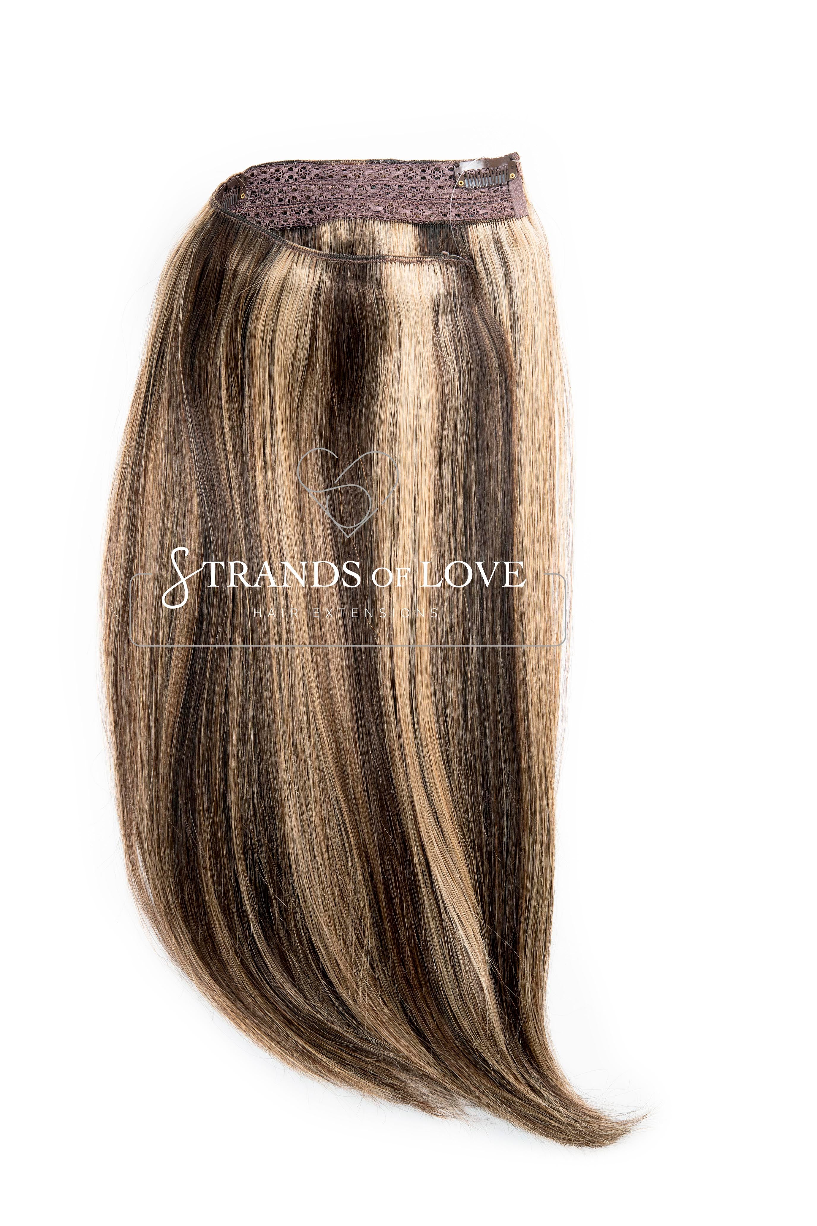 20 Inch / 50 cm Halo Hair Piece -Toffee Highlight (#1B/7)