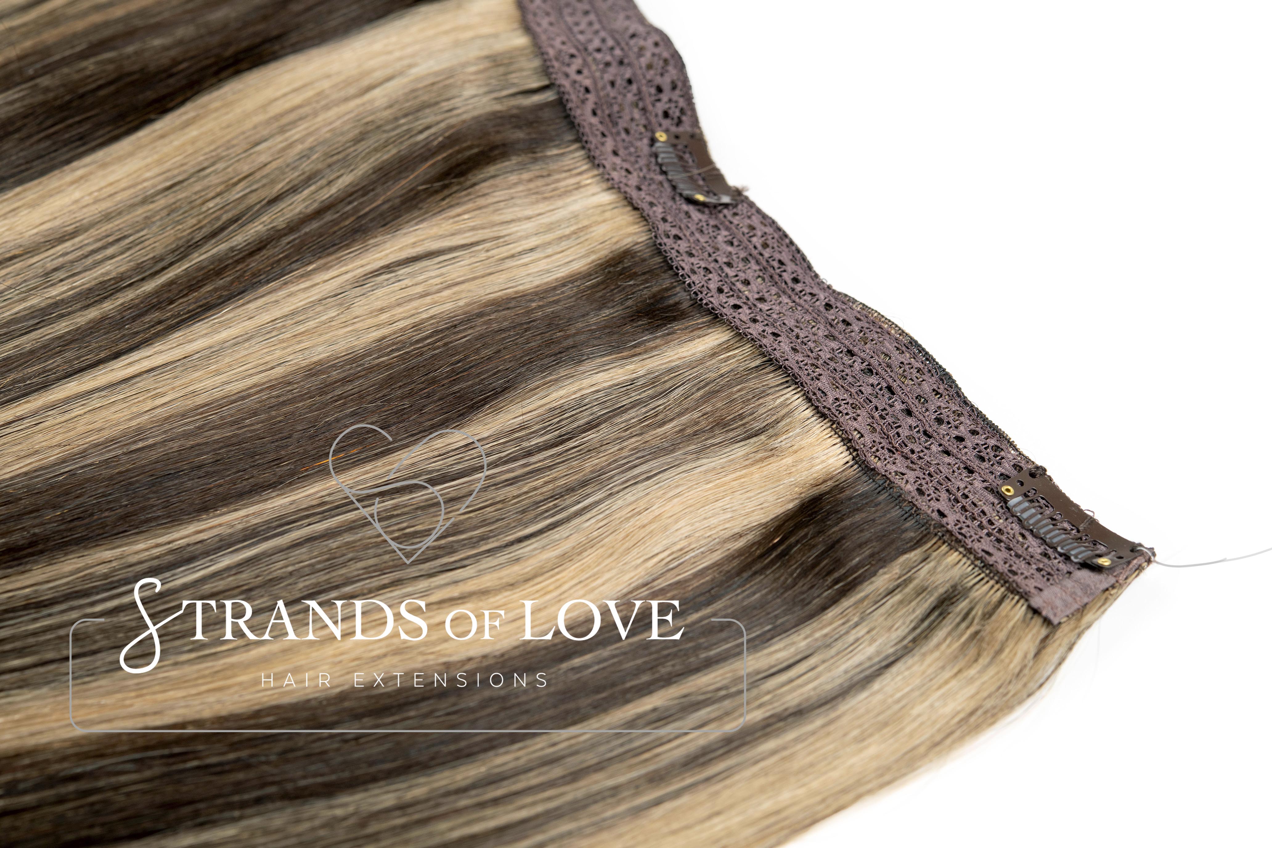 20 Inch / 50 cm Halo Hair Piece -Toffee Highlight (#1B/7)