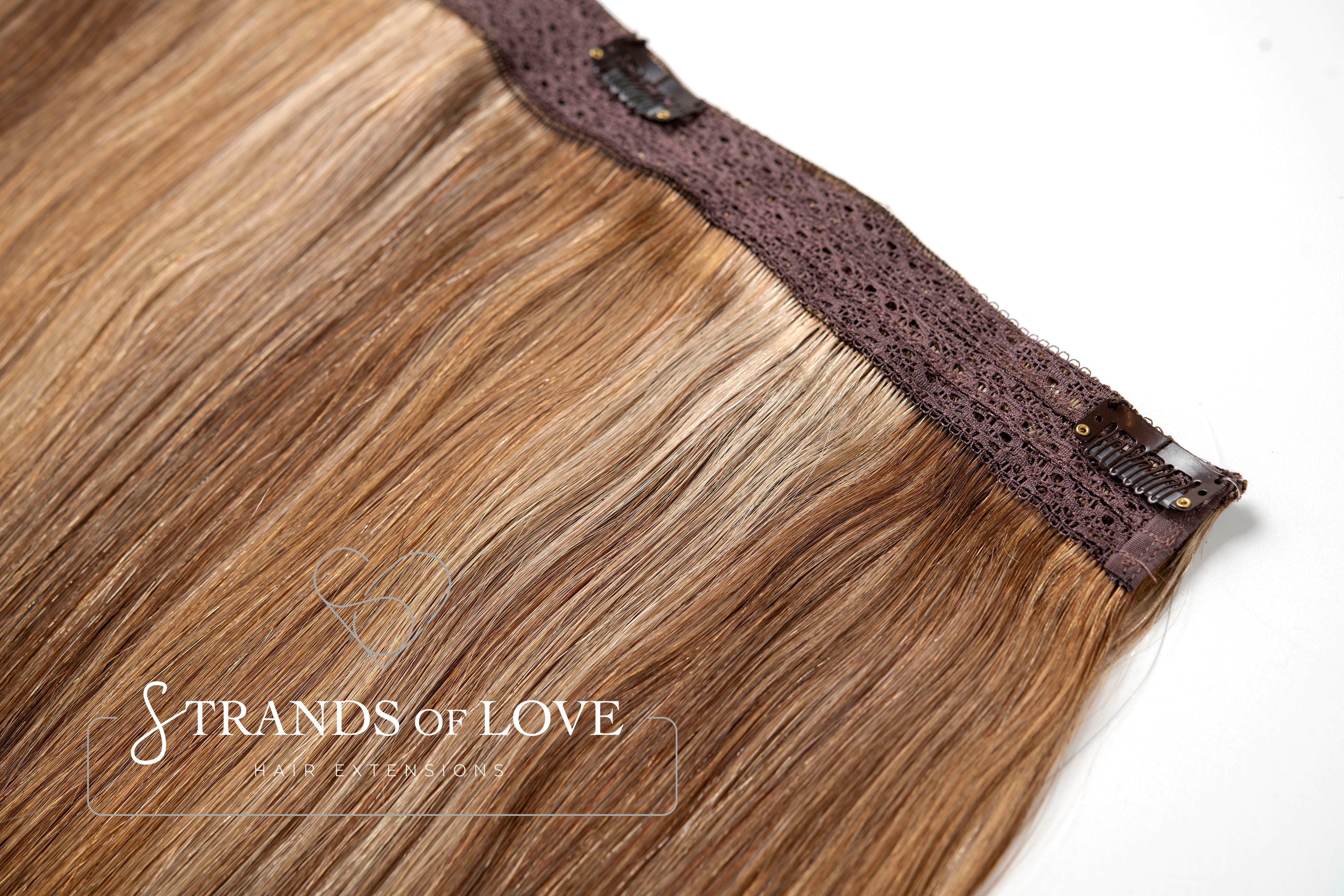 20 Inch / 50 cm Halo Hair Piece -Honey Highlight (#4/8/20)