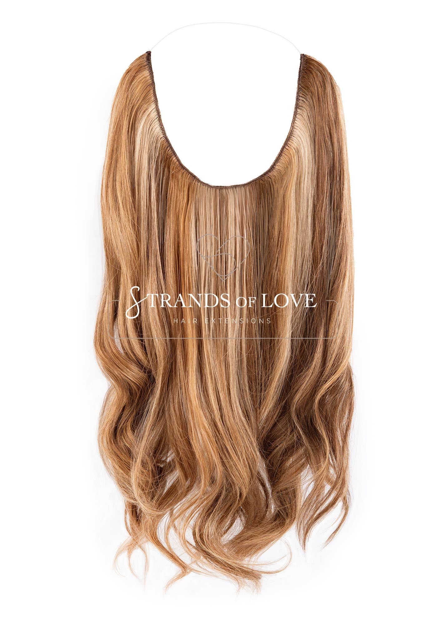 20 Inch / 50 cm Halo Hair Piece -Honey Highlight (#4/8/20)