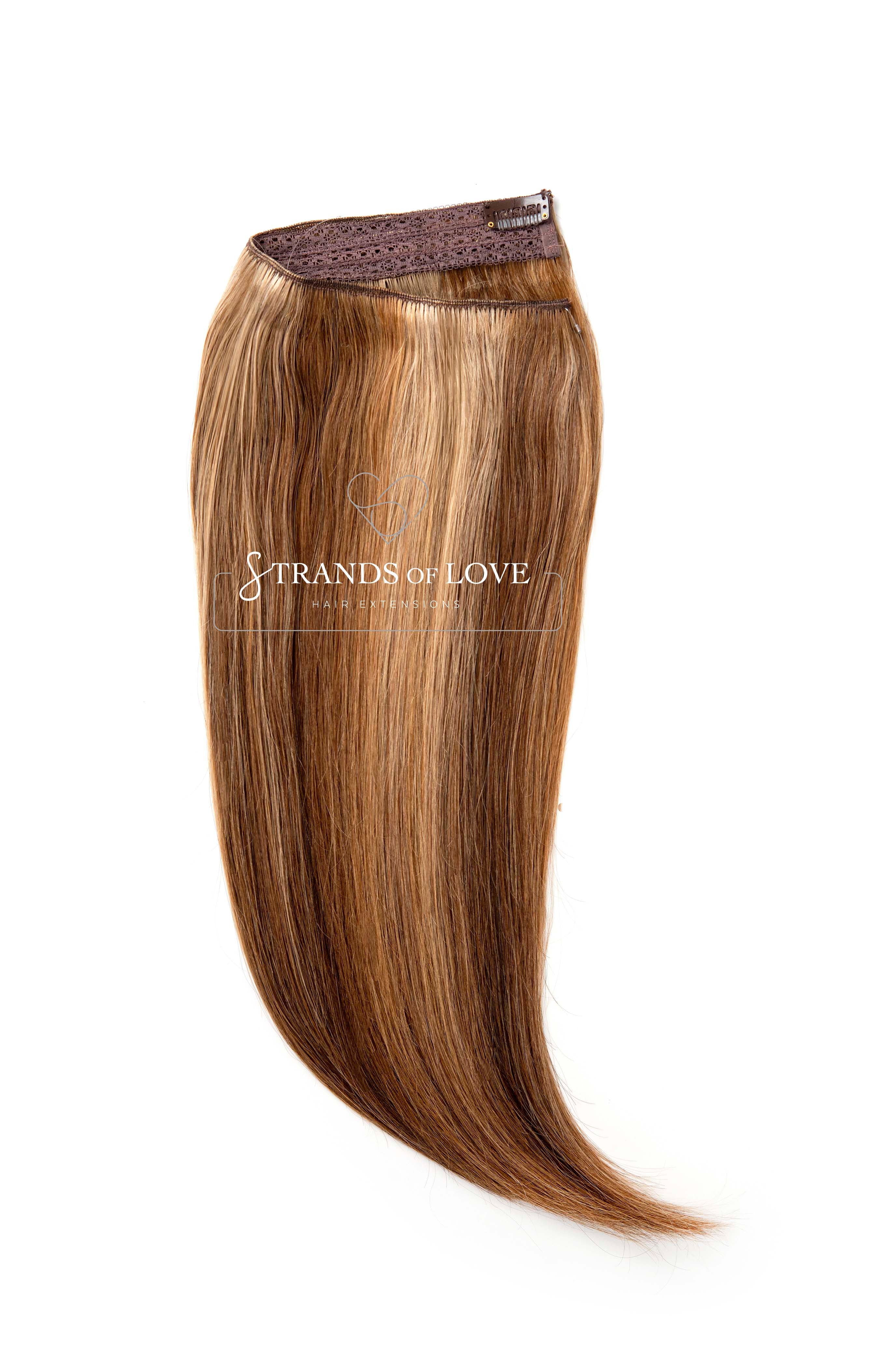 20 Inch / 50 cm Halo Hair Piece -Honey Highlight (#4/8/20)