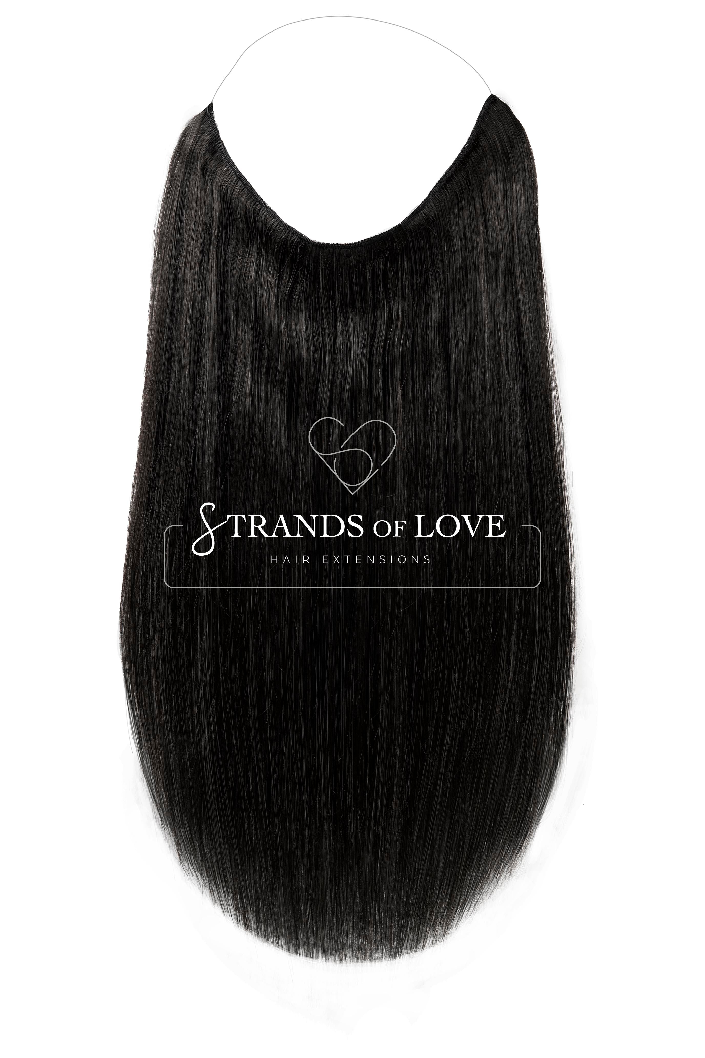 20 Inch / 50 cm Halo Hair Piece -Jet Black (#1)