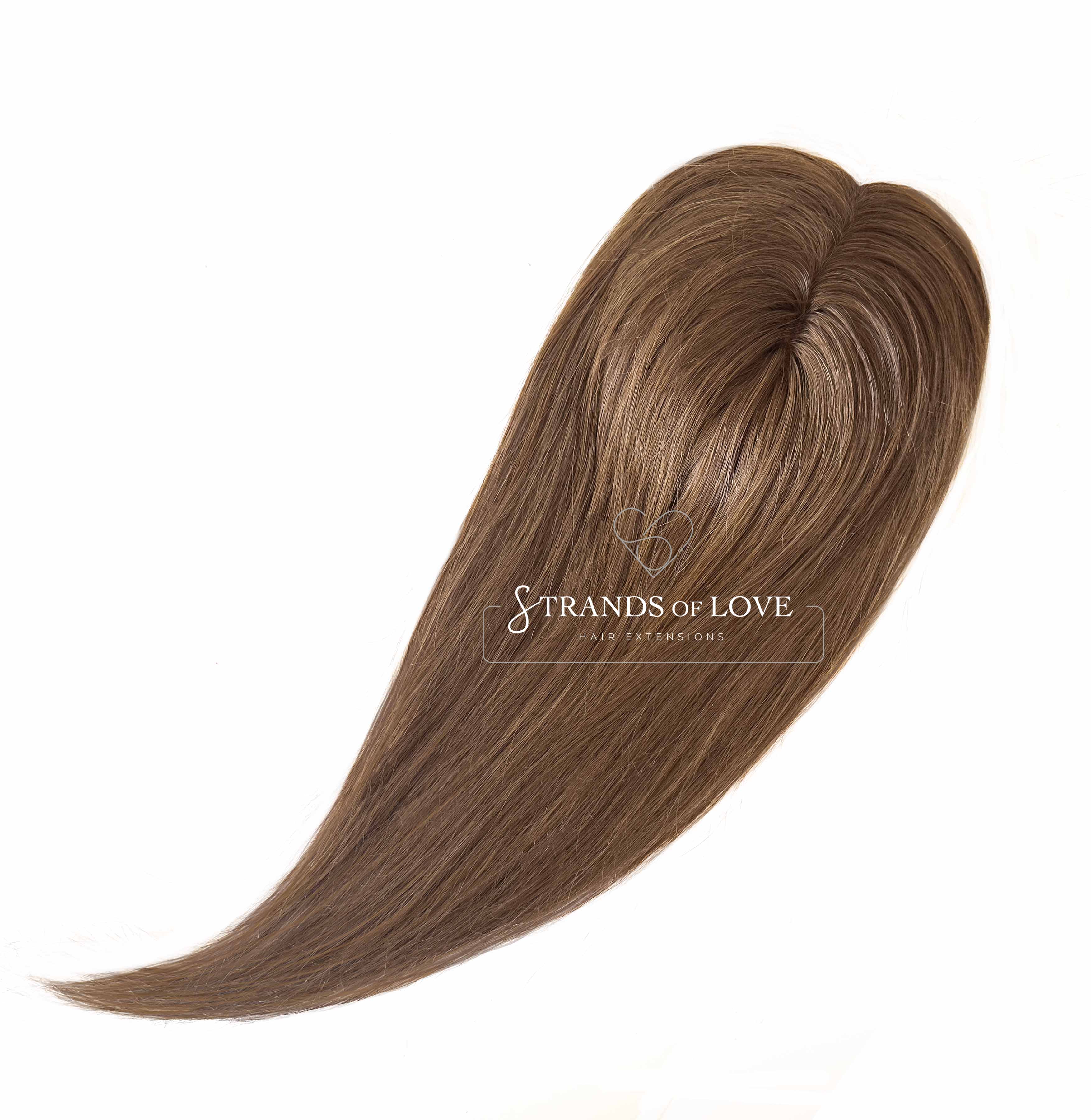 Crown Topper Clip-In - Natural Hazel Brown (#4) - HD Silk
