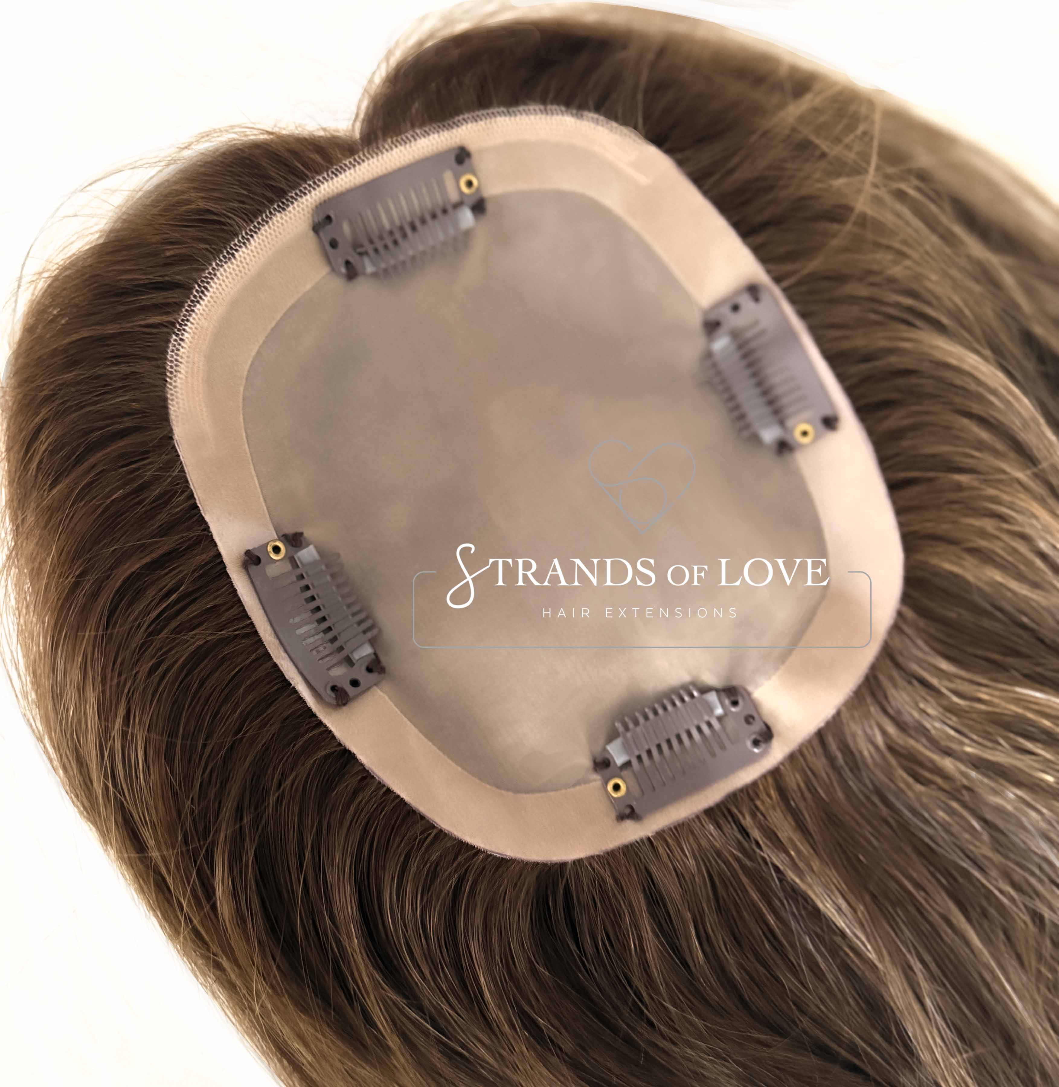 Crown Topper Clip-In - Natural Hazel Brown (#4) - HD Silk