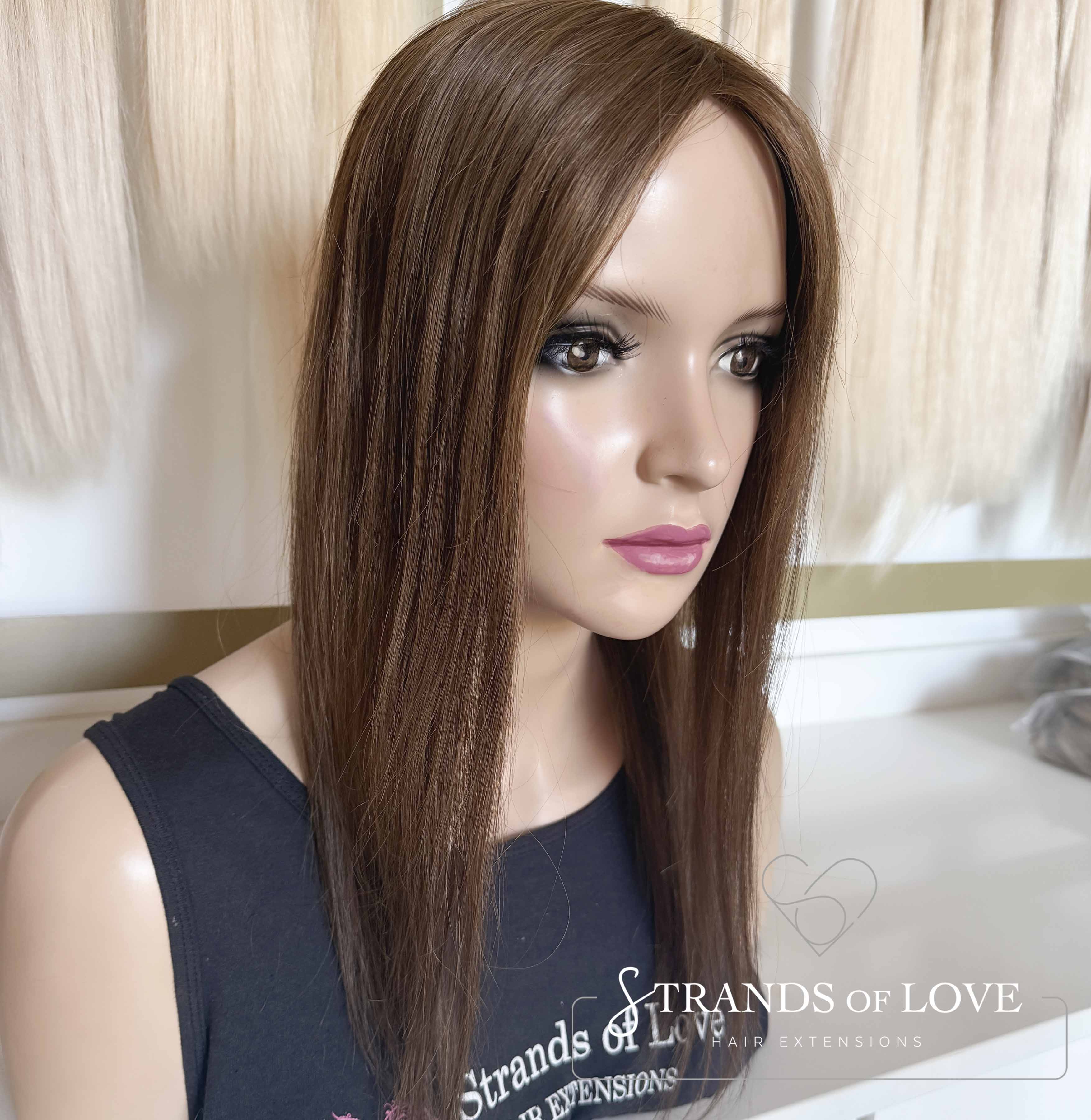Crown Topper Clip-In - Natural Hazel Brown (#4) - HD Silk