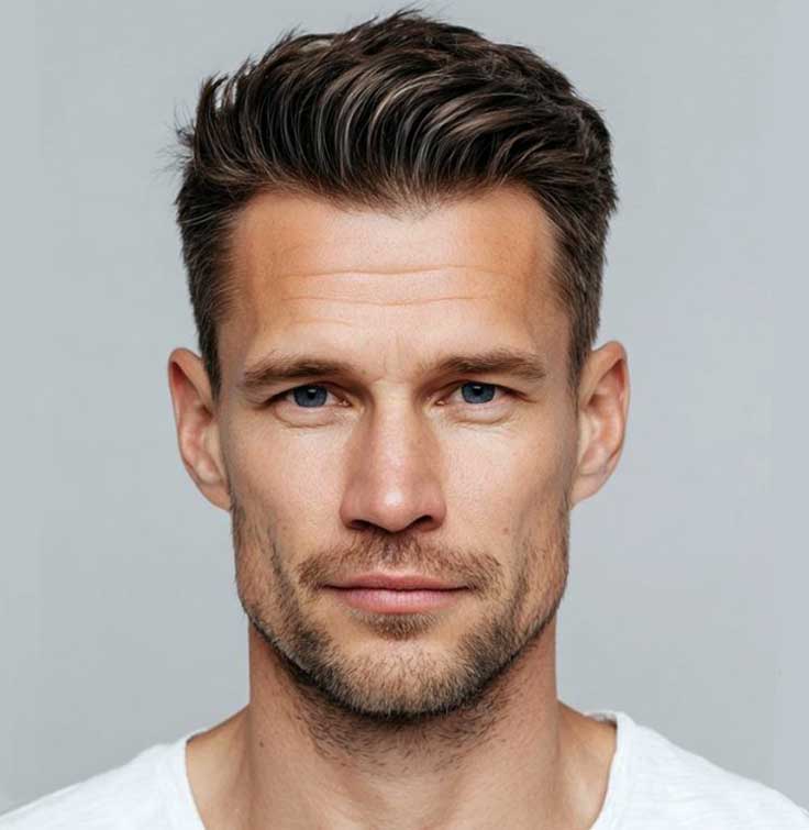 Men's Non-Surgical Hair System 010 - Dark Brown with 20% Grey (#220) - Skin Base