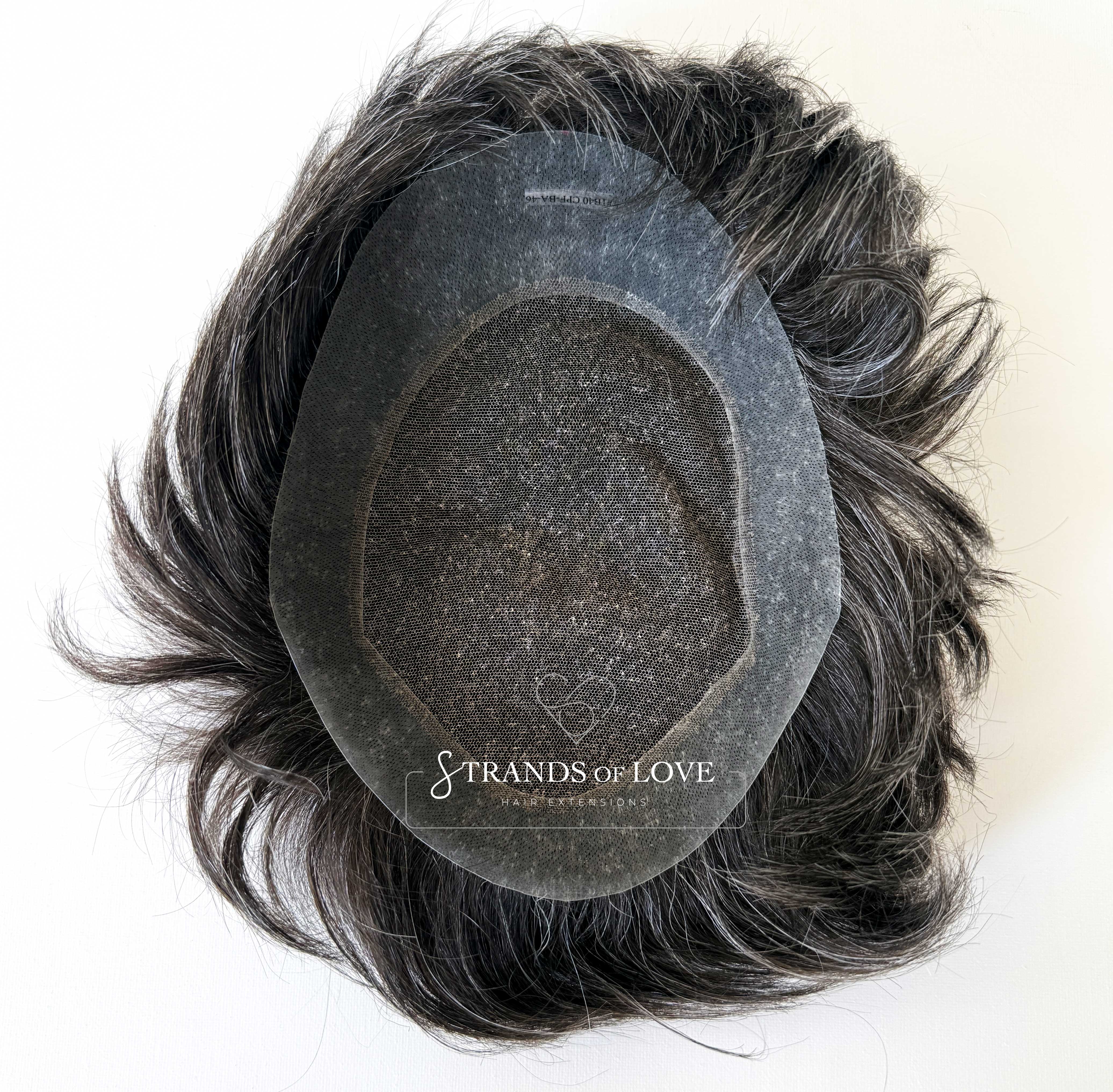 Men's Non-Surgical Hair System 016 - Darkest brown (#1B) with 40% Grey - Mono Base