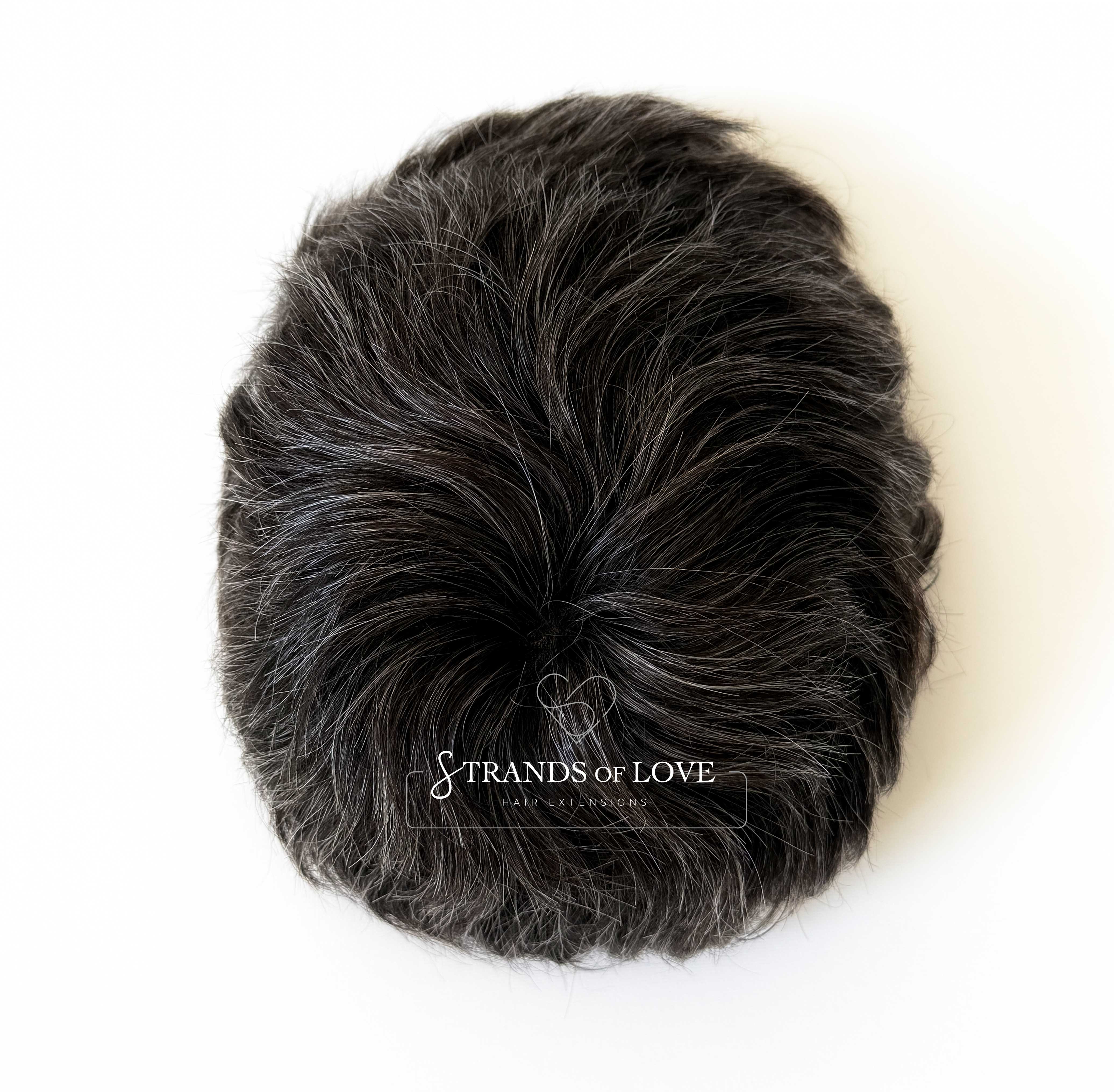 Men's Non-Surgical Hair System 016 - Darkest brown (#1B) with 40% Grey - Mono Base
