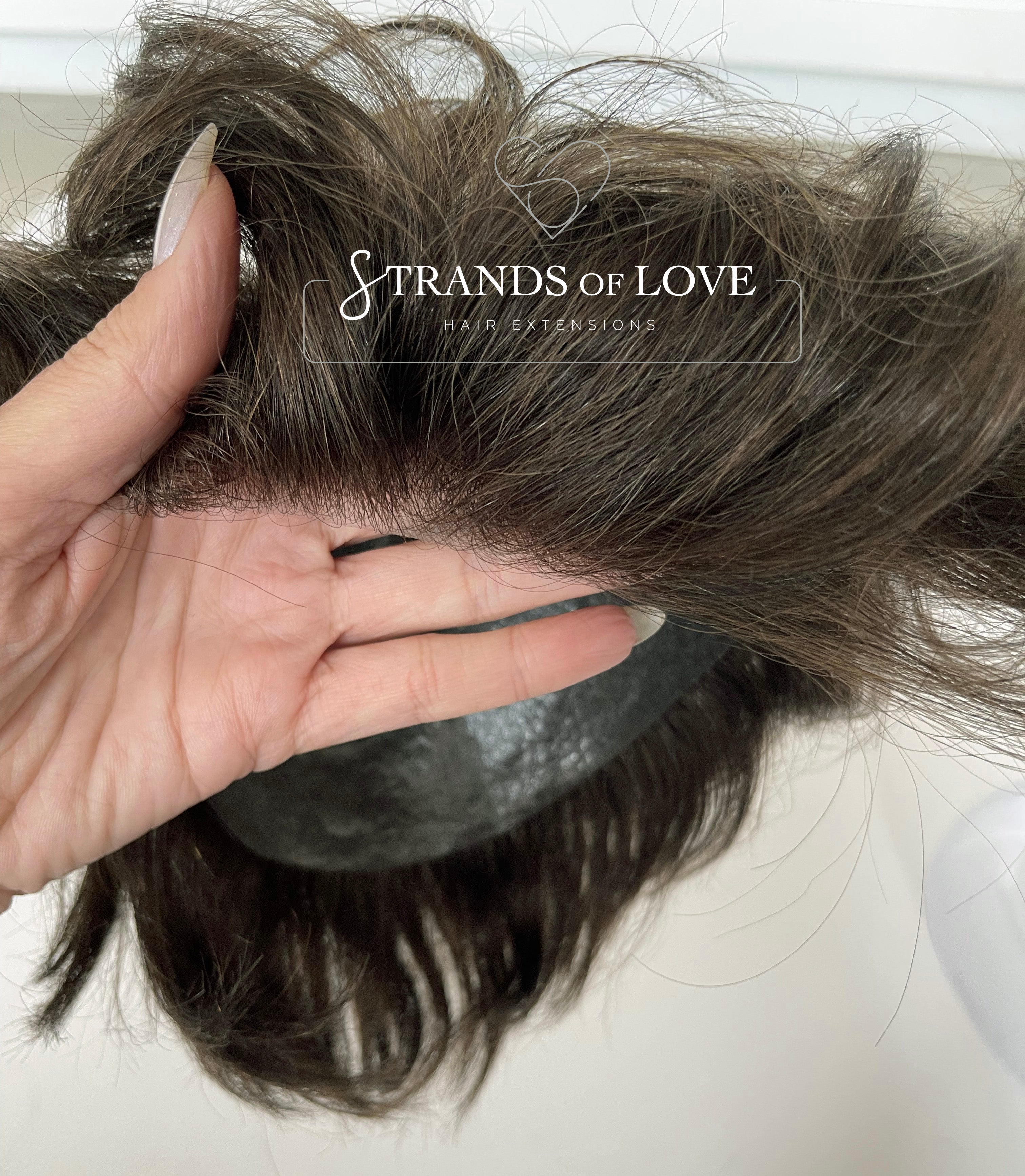 Men's Non-Surgical Hair System 008- Ash Brown (#4-Ash) - Skin Base