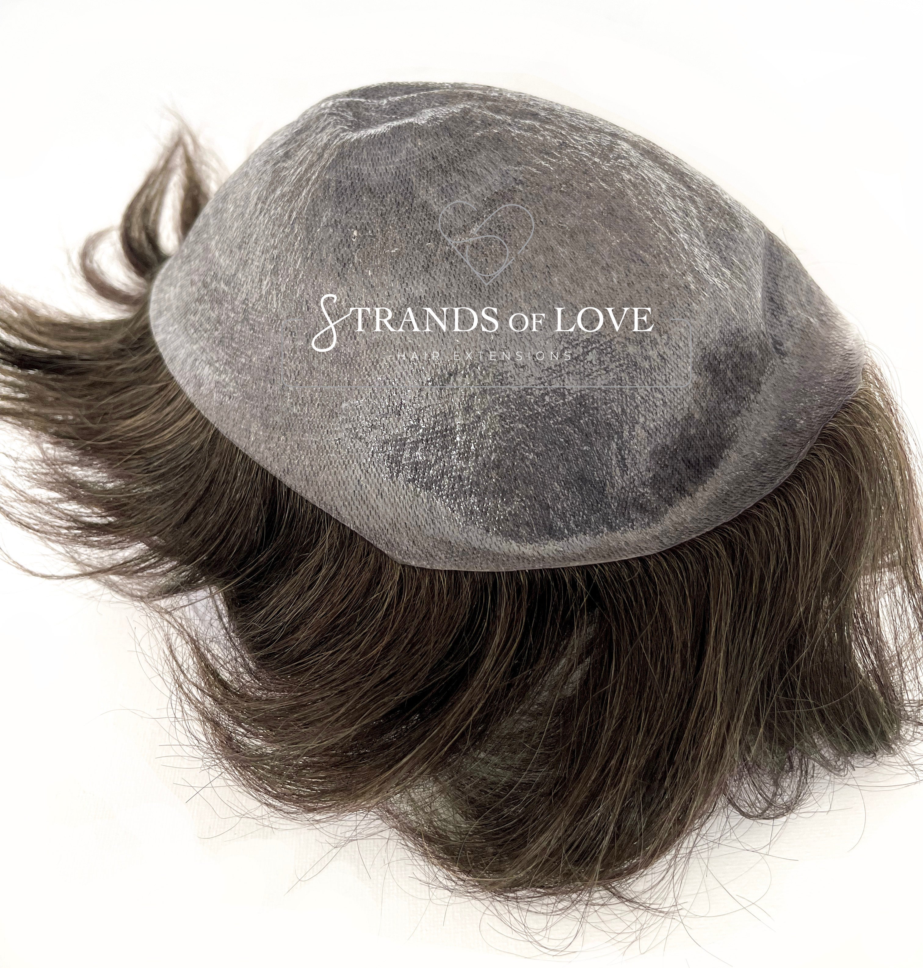 Men's Non-Surgical Hair System 008- Ash Brown (#4-Ash) - Skin Base