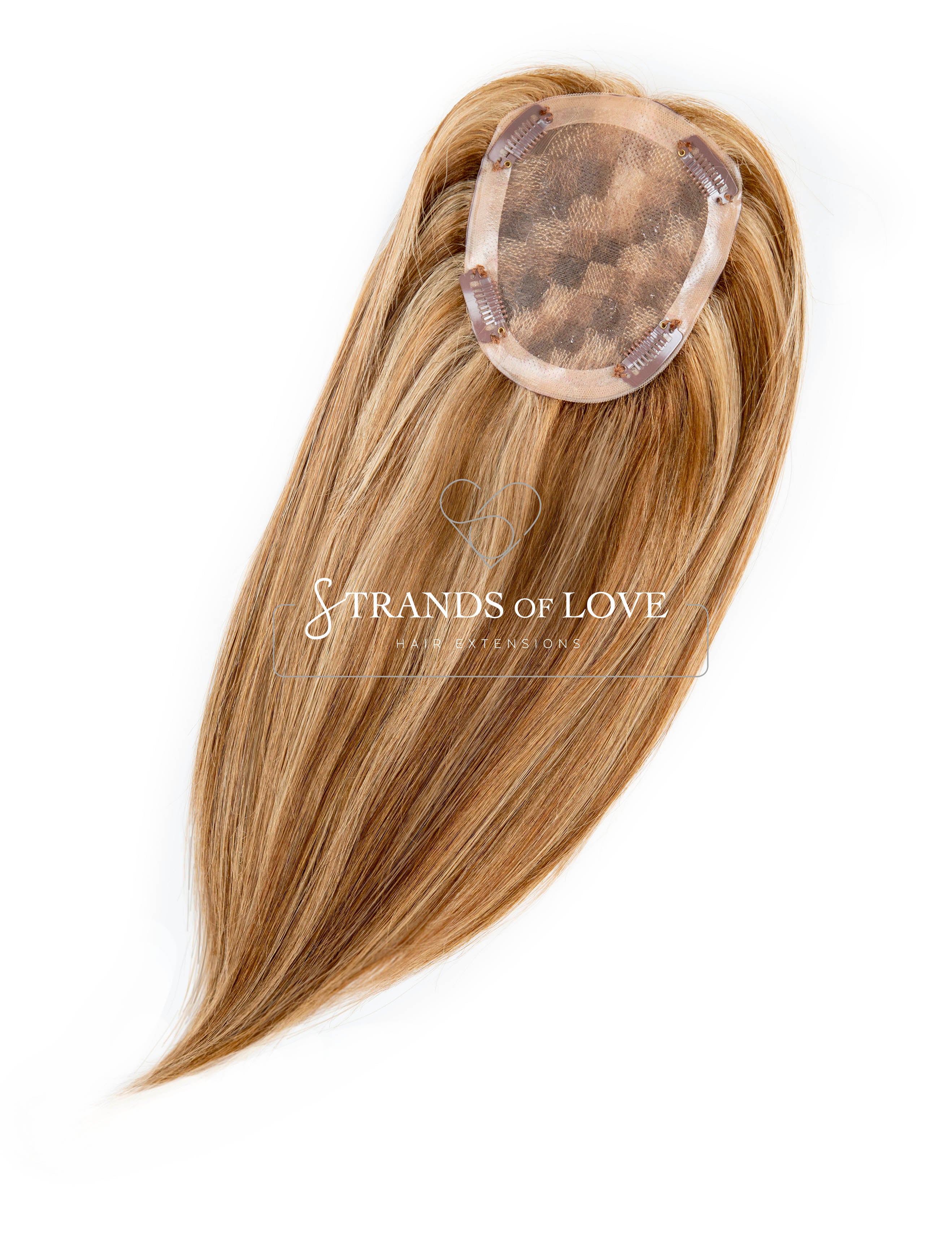 Crown Topper Clip-In -Honey Highlight - (#4/8/20) - HD Silk