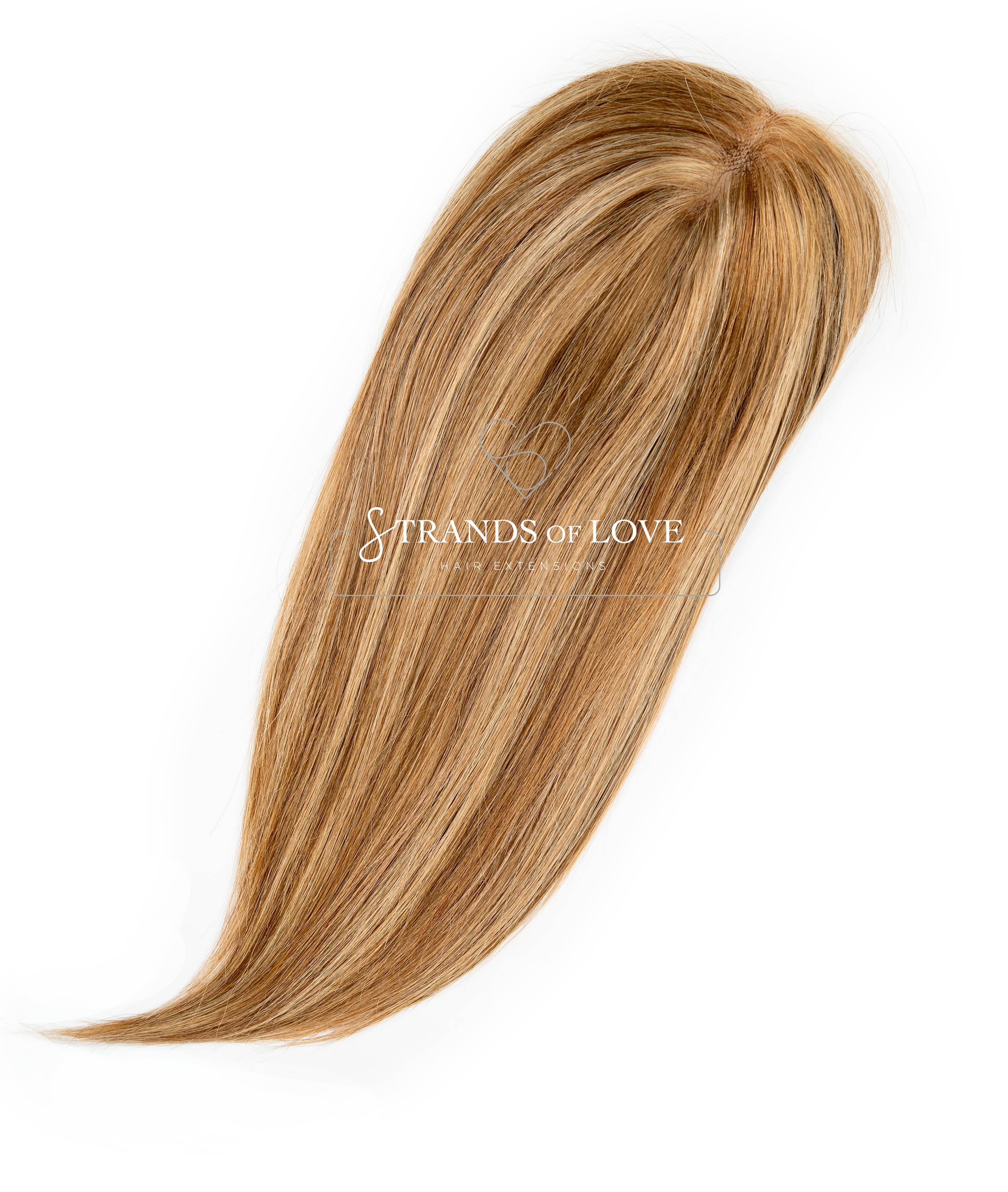 Crown Topper Clip-In -Honey Highlight - (#4/8/20) - HD Silk