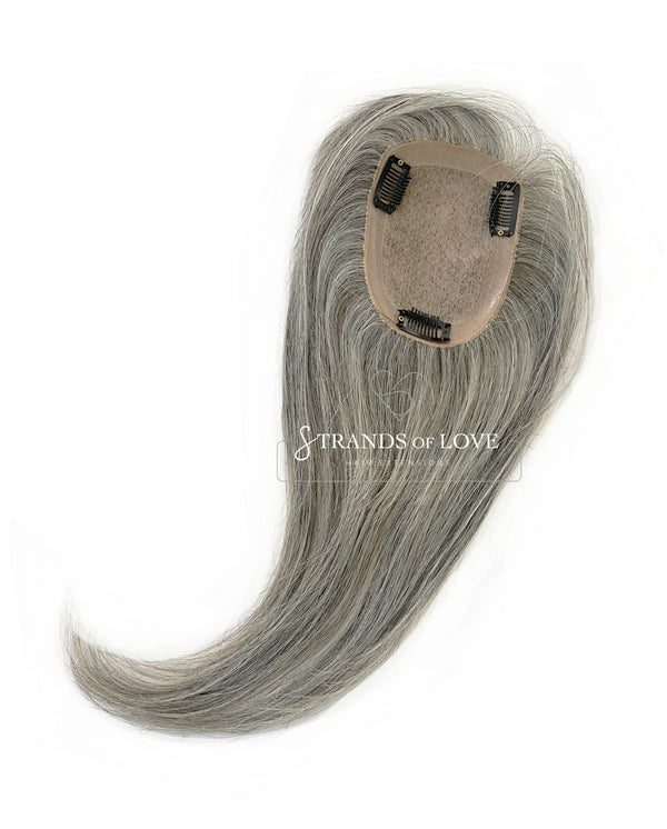 Crown Topper Clip-In - Natural Grey (#Grey)