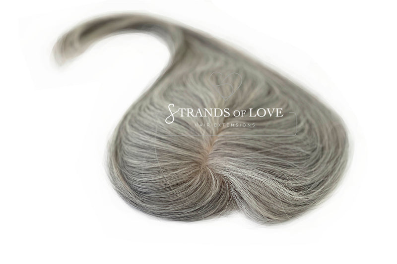 Crown Topper Clip-In - Natural Grey (#Grey) - Silk