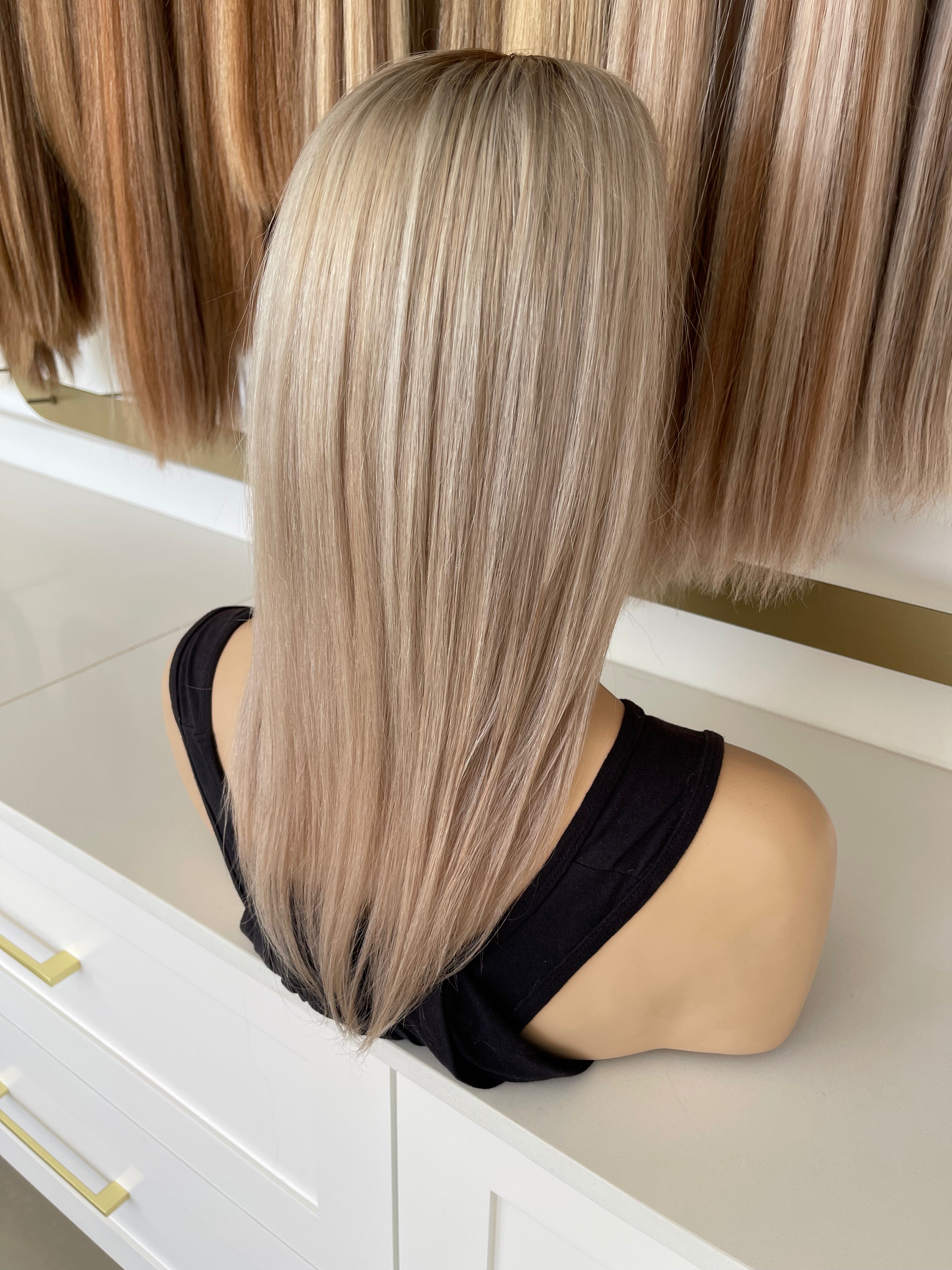 Crown Topper Clip-In - 7-Ice Root - Mono Skin