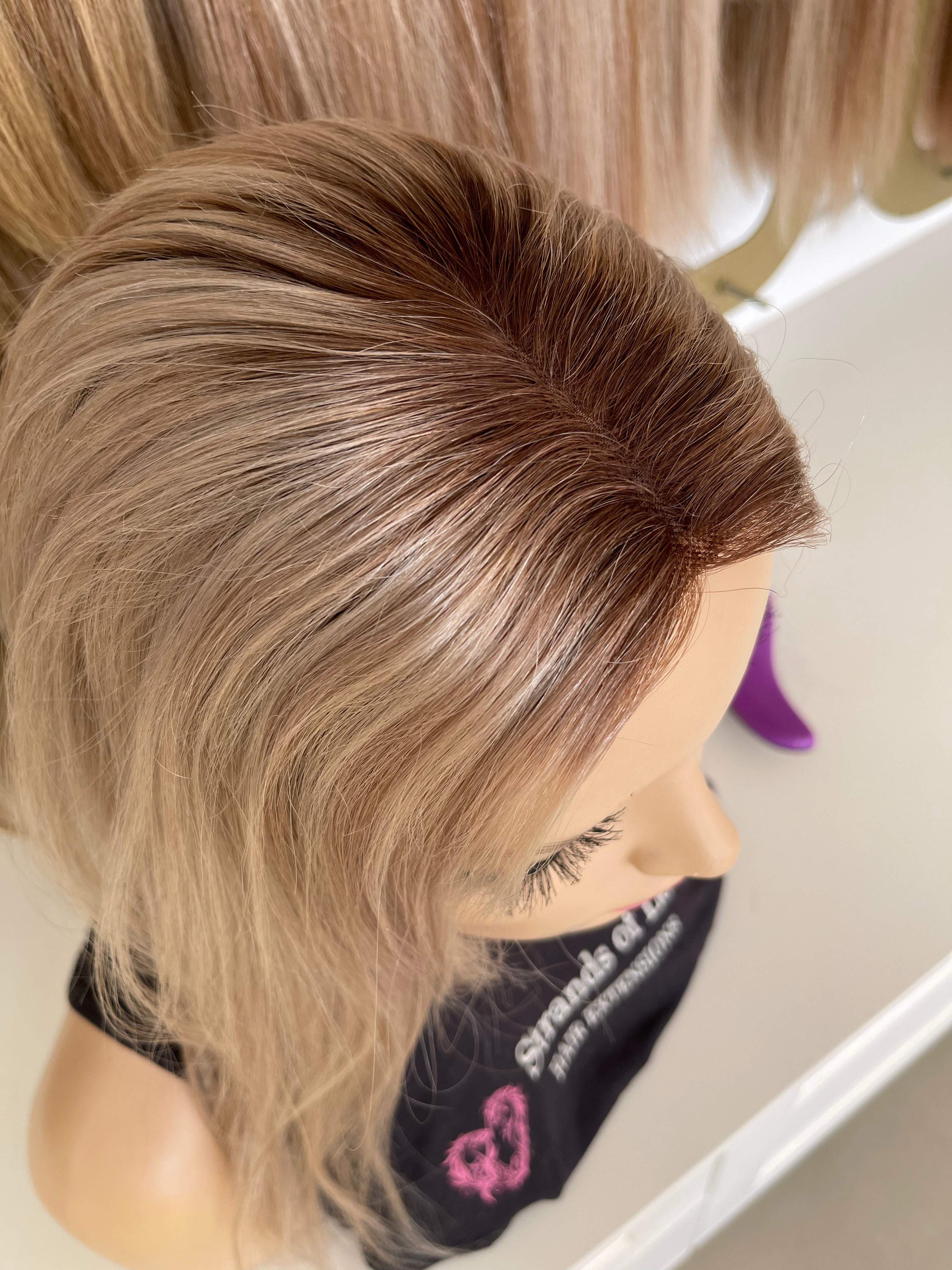 Crown Topper Clip-In - 7-Ice Root - Mono Skin