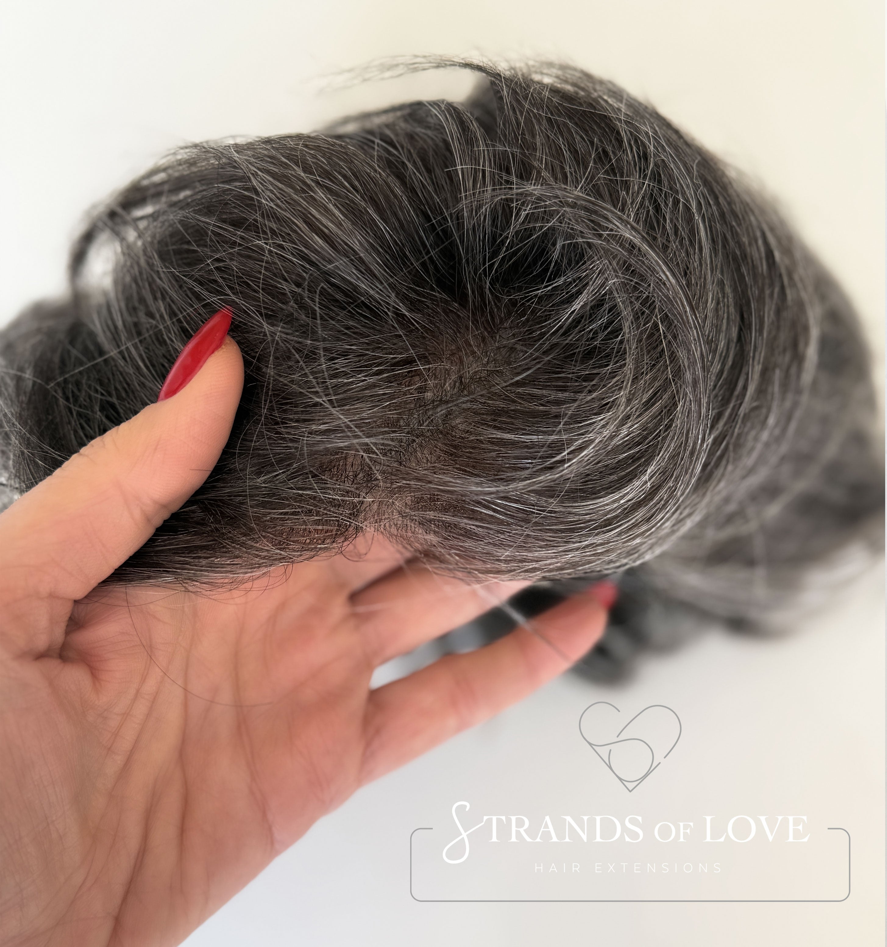 Men's Non-Surgical Hair System 011 - Dark brown (#1B) with 60% Grey - Mono Base