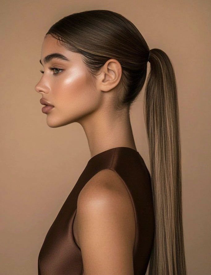 SOL Clip-In Ponytail Hair Extensions - Toffee Highlight (#1B7)