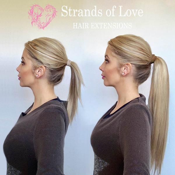 20 Inch / 50cm Student Wrap-Around Clip-In Ponytail Hair Extensions - Coconut Cream Highlight (#60/10)
