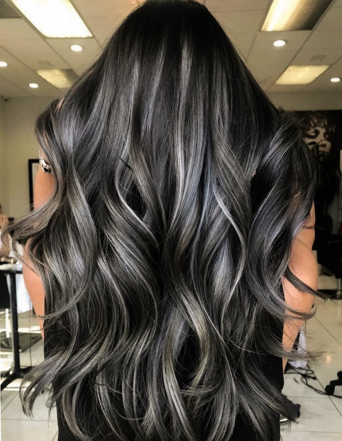 Classic Clip-In Hair Extensions - Starry Night (#1B/Silver)