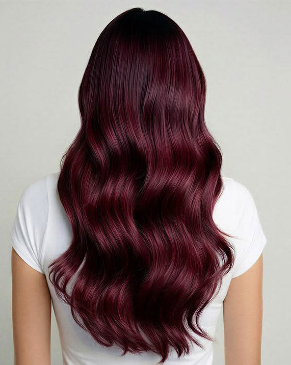 Classic Clip-In Hair Extensions - Wine Red Highlight (#99J)