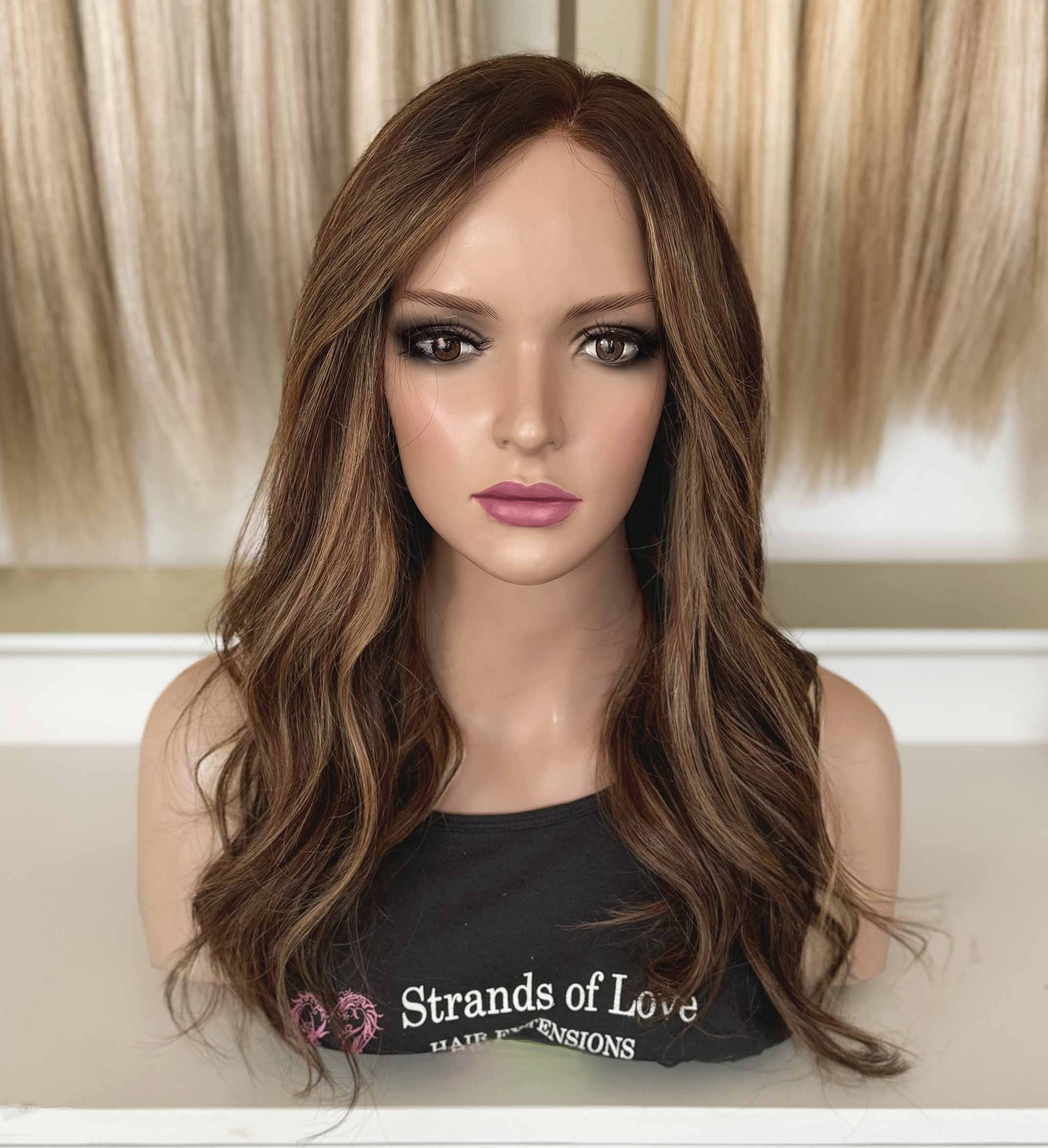 ASHLEY - Full Wig - Choc Cinnamon Highlight (#2/10) - SKIN top with lace front
