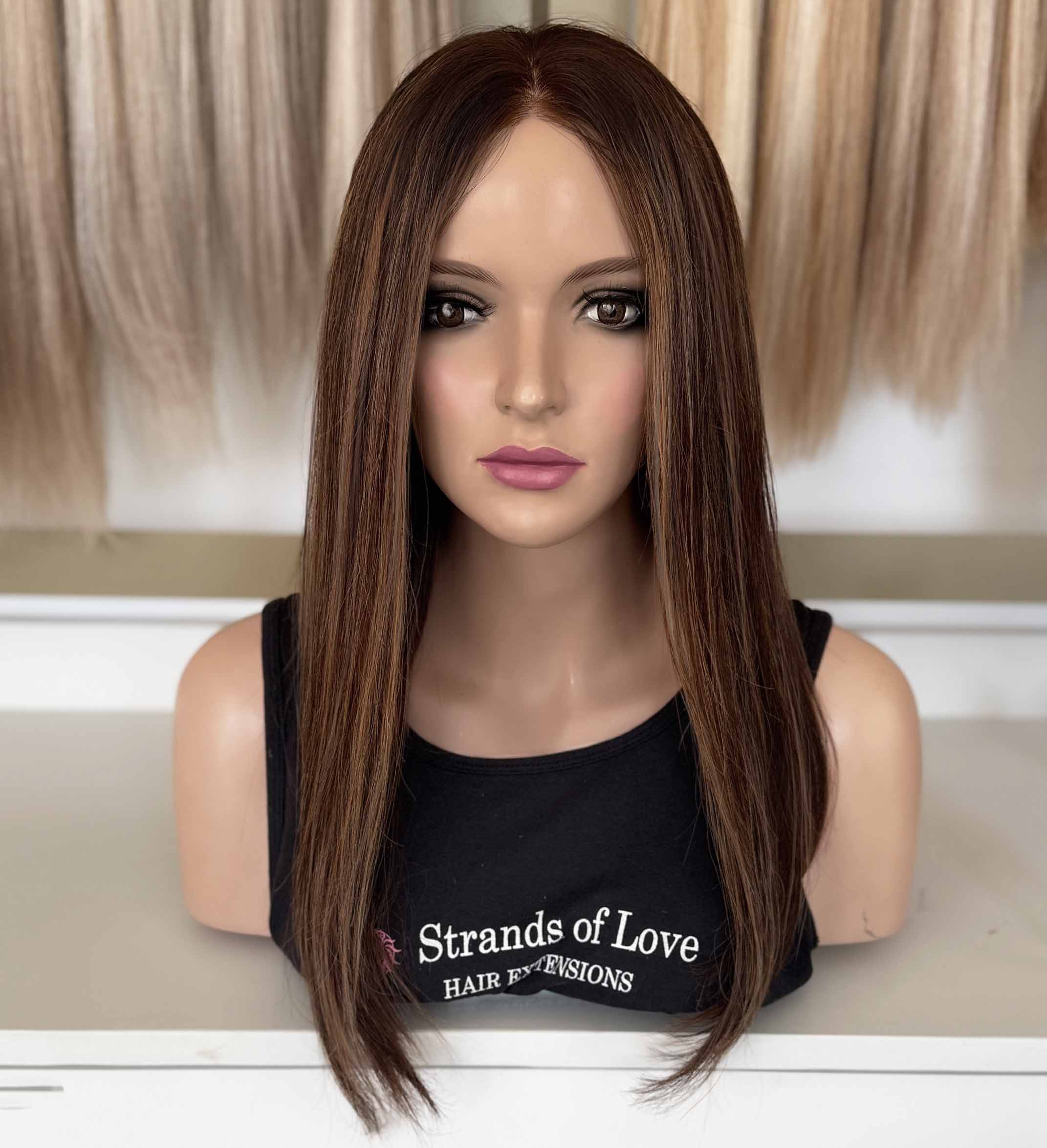 ASHLEY - Full Wig - Choc Cinnamon Highlight (#2/10) - SKIN top with lace front