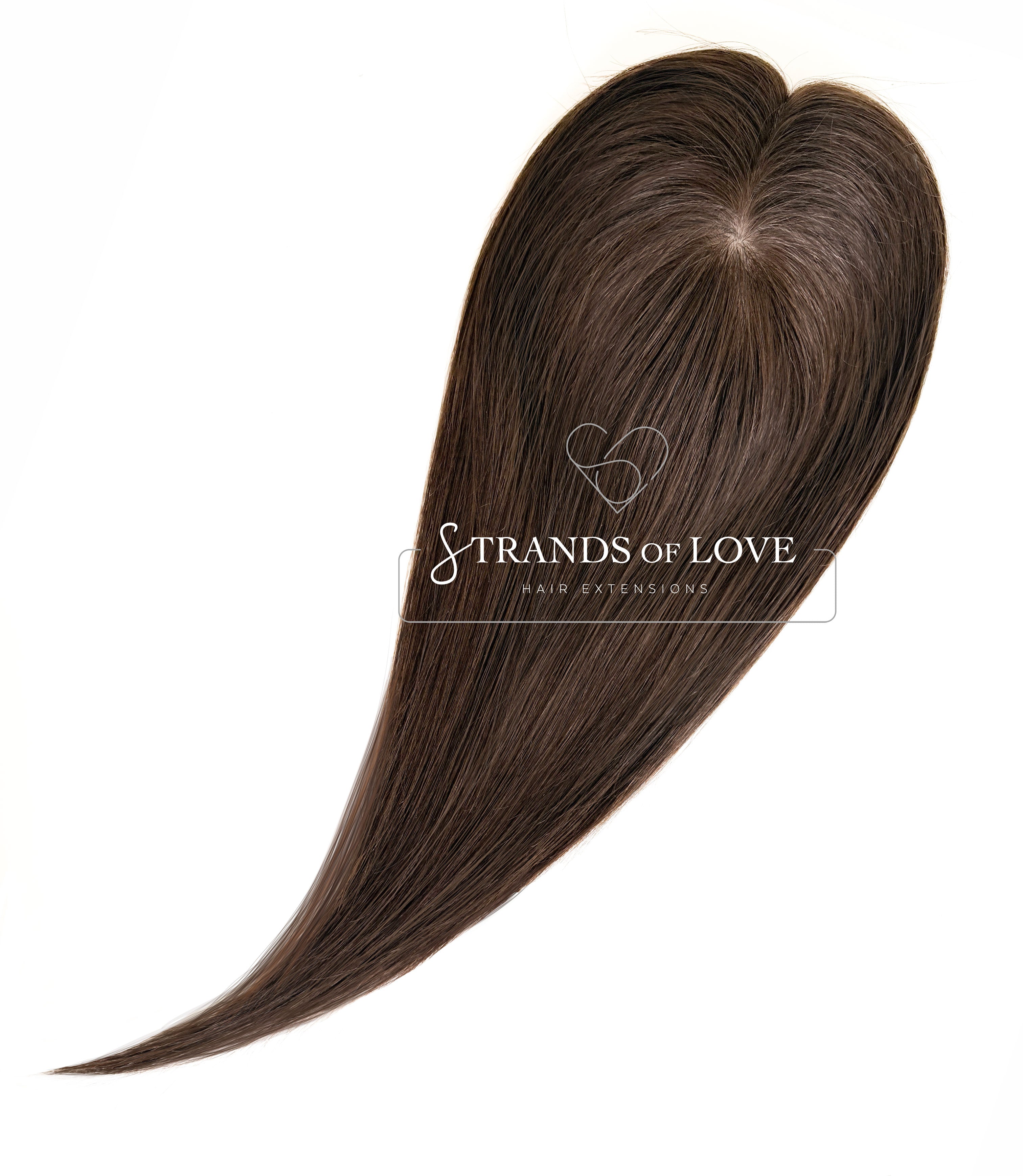 Crown Topper Clip-In - Ash Chocolate Brown (#2-Ash) - Skin - L