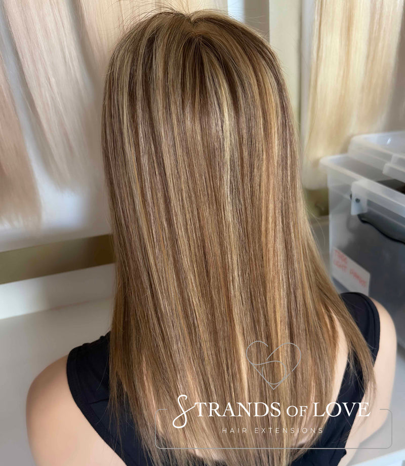 Crown Topper Clip-In -Coffee Highlight - (#2/8/20) -Skin