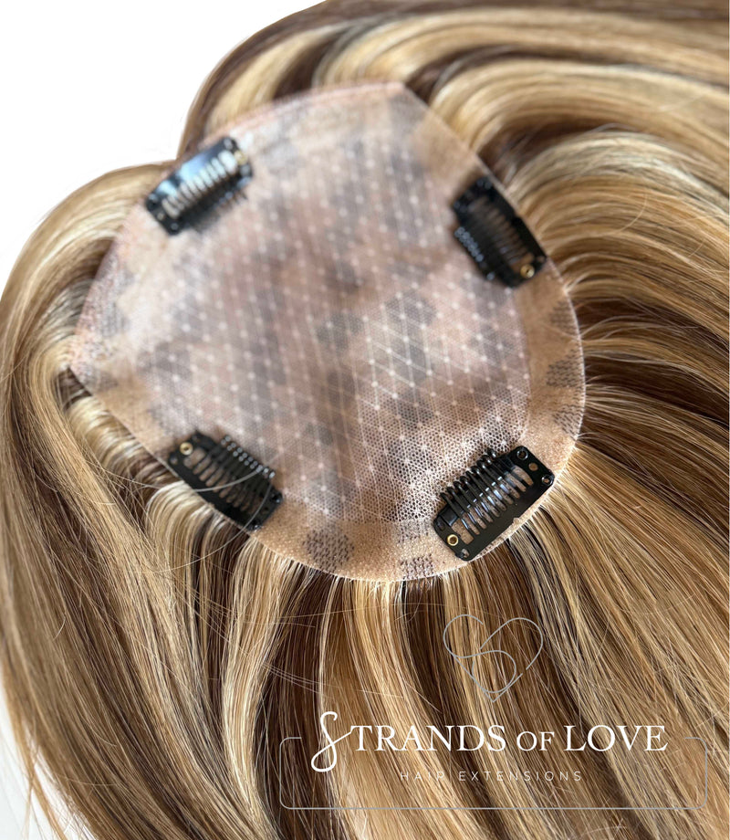 Crown Topper Clip-In -Coffee Highlight - (#2/8/20) -Skin