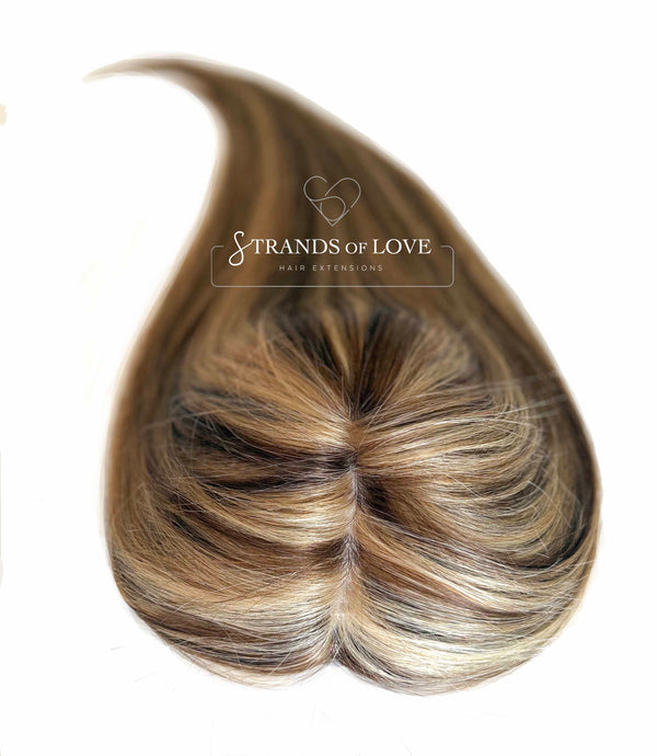Crown Topper Clip-In -Coffee Highlight - (#2/8/20) -Skin