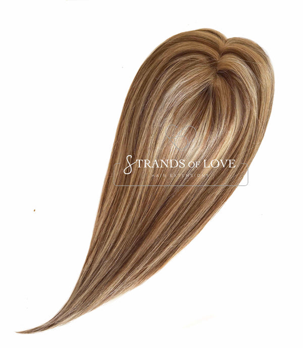 Crown Topper Clip-In -Coffee Highlight - (#2/8/20) -Skin