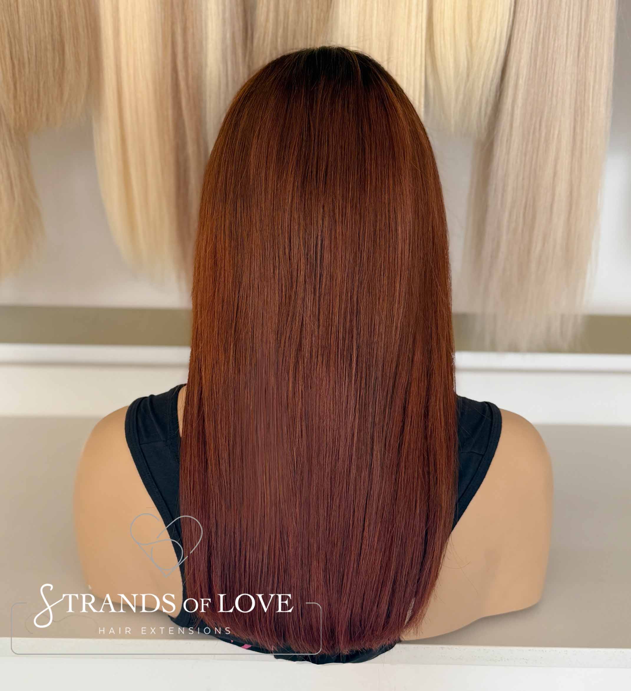 AMBER - Full Wig - Auburn with Black Root (#1-33) - SKIN top with lace front
